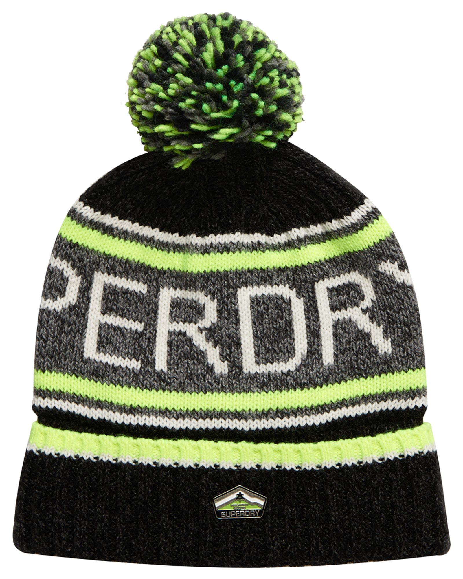 Superdry men's Superdry Logo beanie. Featuring a bobble top, metal Superdry badge and branding. This turn up beanie is perfect for the colder weather.