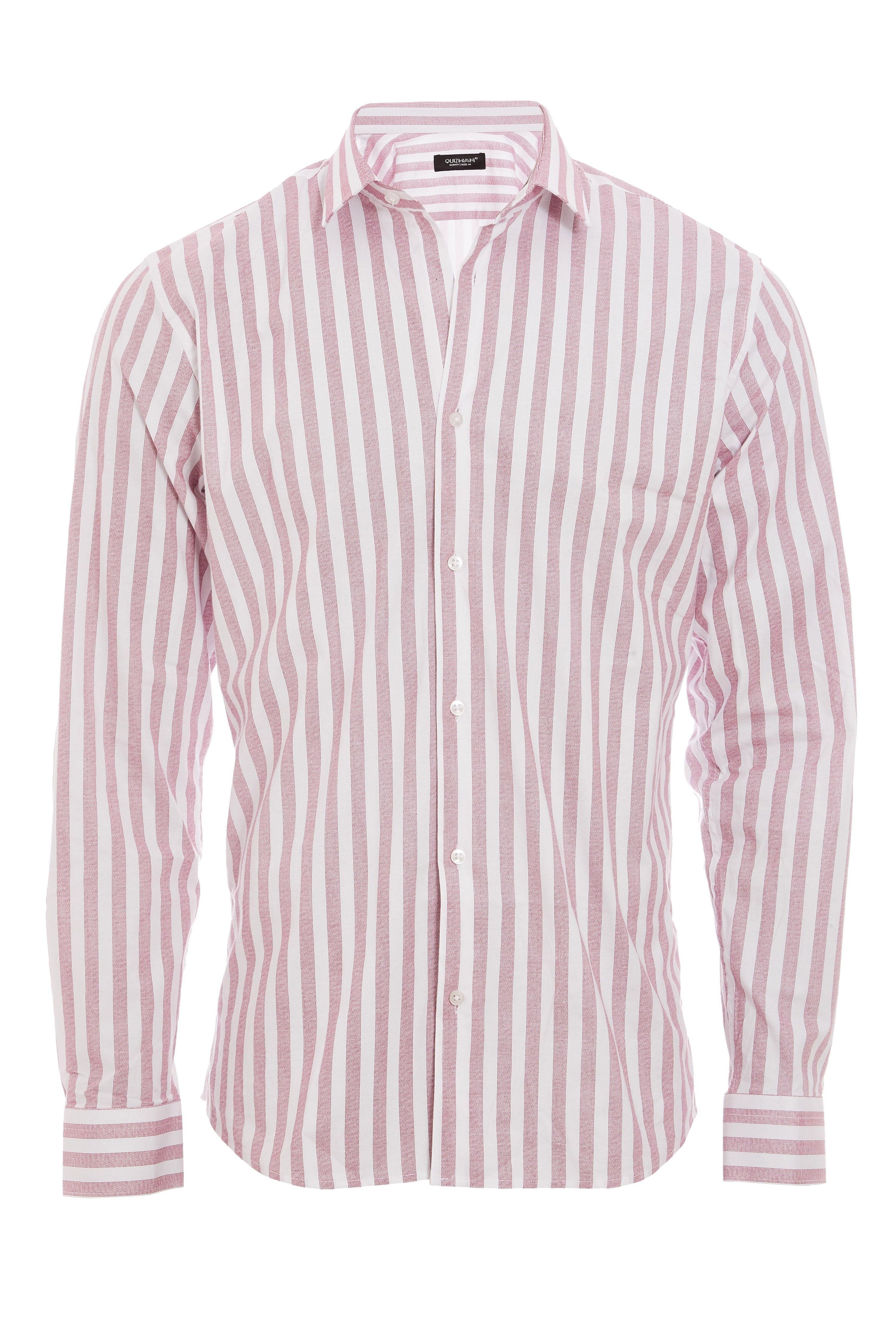 Slim Fit  	Faded Striped Pattern  	Long Sleeved  	Classic Collar  	Button Through Fastening