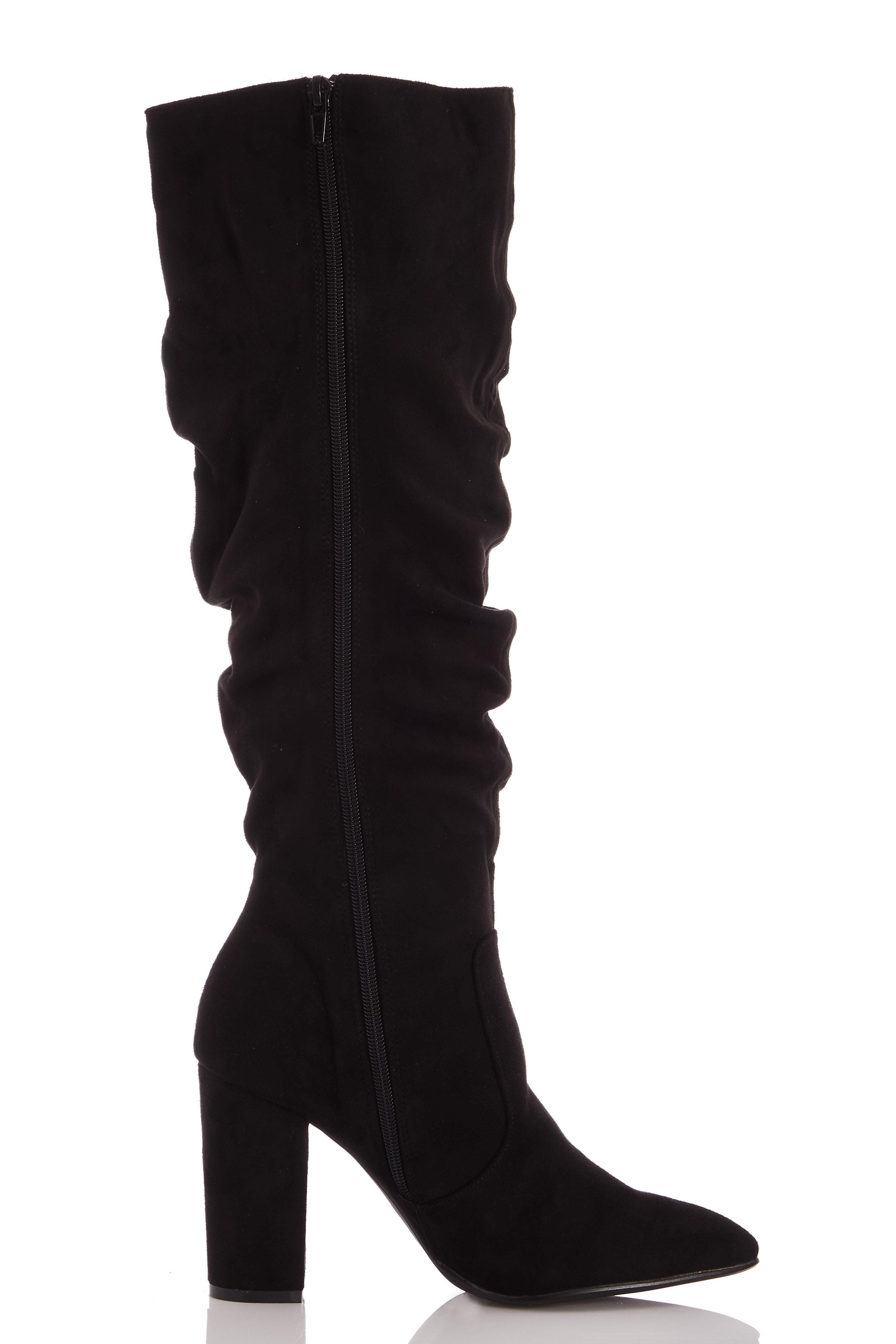 faux suede ruched boots