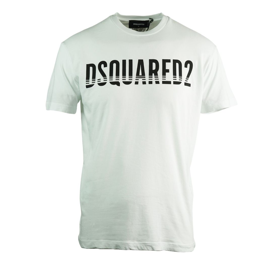 Dsquared2 Sliced Logo Cool Fit White T-Shirt. Short Sleeved White Tee. Cool Fit Style, Fits True To Size. 100% Cotton. Made In Italy. S74GD0577 S21600 100