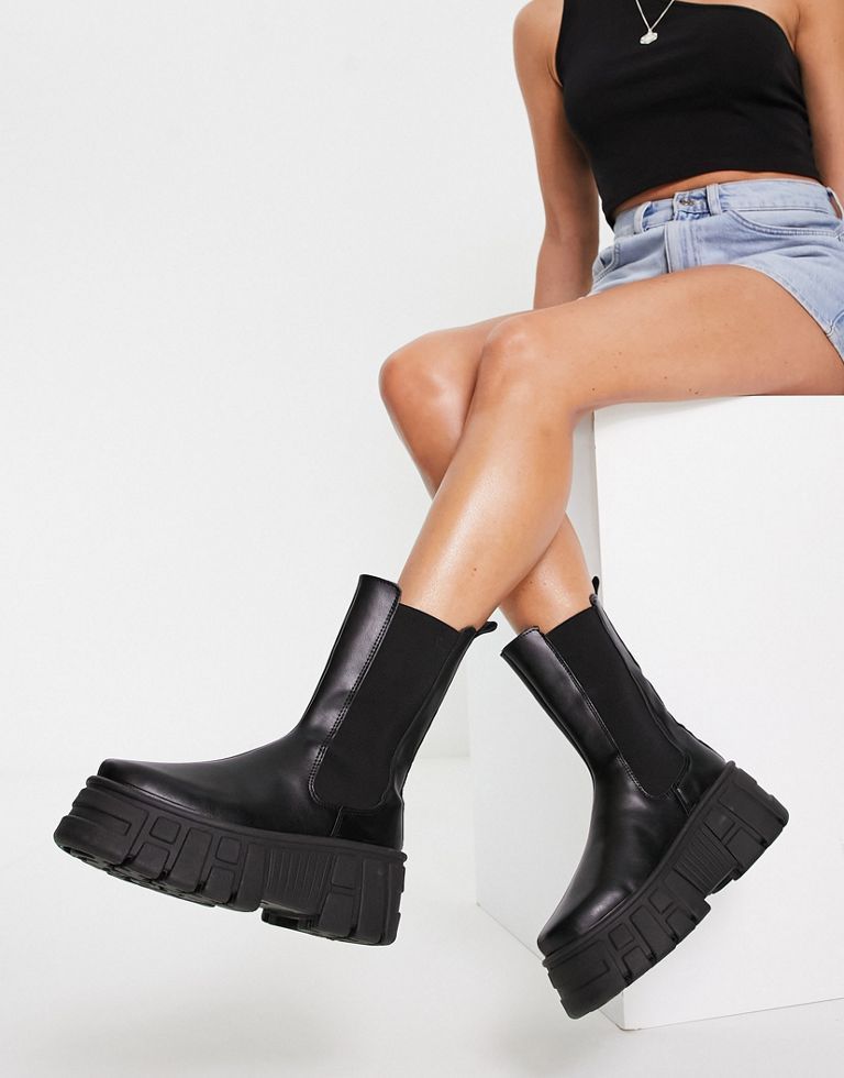 Glimmend directory tempel ASOS DESIGN Acclaim chunky chelsea boots in black