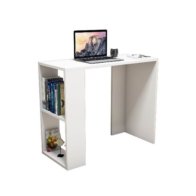 This modern and functional desk is the perfect solution to make your work more comfortable. It is suitable for supporting all computers and printers. Thanks to its design it is ideal for both home and office. Easy-to-clean and easy-to-assemble assembly kit included. Color: White | Product Dimensions: W90xD40xH75 cm | Material: Melamine Chipboard, PVC | Product Weight: 15 Kg | Supported Weight: 20 Kg | Packaging Weight: W94xD44xH8 cm Kg | Number of Boxes: 1 | Packaging Dimensions: W94xD44xH8 cm.