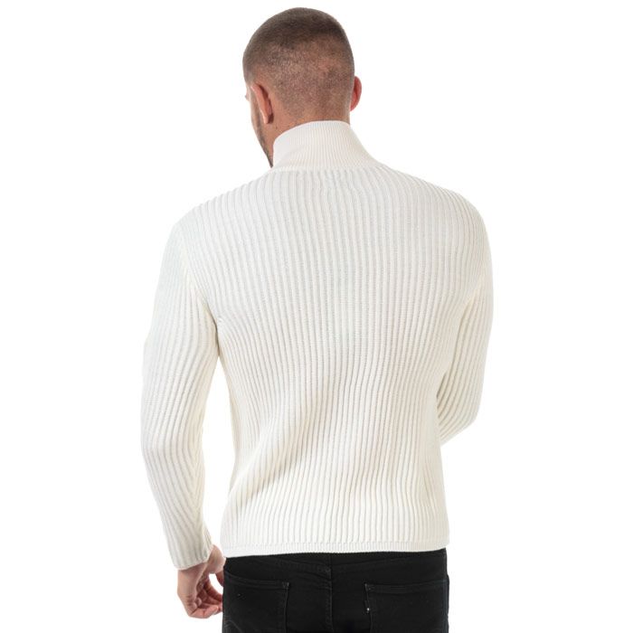 Men's C.P. Company Ribbed Knitted Full Zip Jumper in White