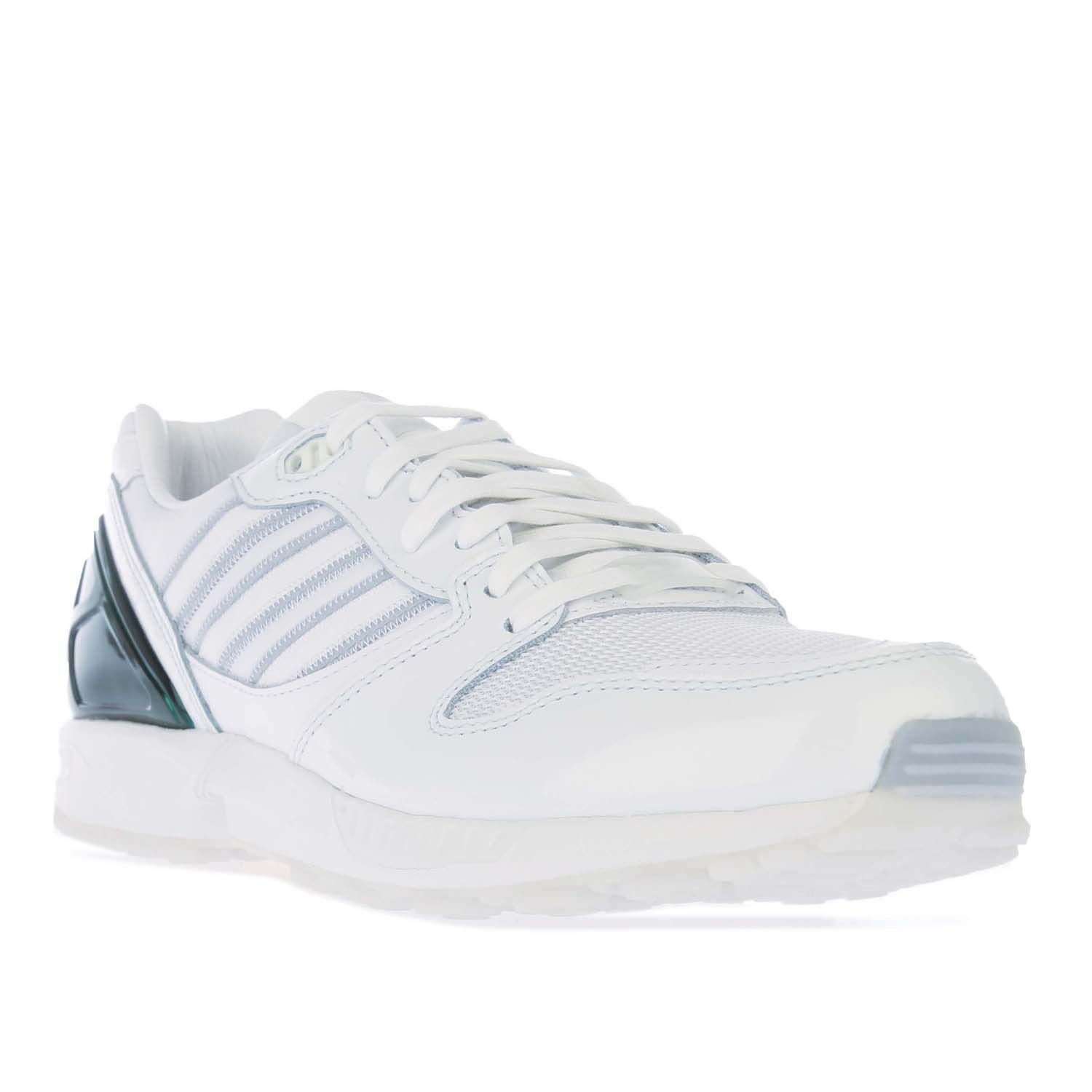 Mens adidas Originals ZX 5000 University of Miami ( The U ) Trainers in white.- Leather upper.- Lace up fastening.- Designed in orange  green and white to represent the legacy of the Miami Hurricanes.- Rubber sole.- Leather upper and Leather lining.- Ref.: FZ4416
