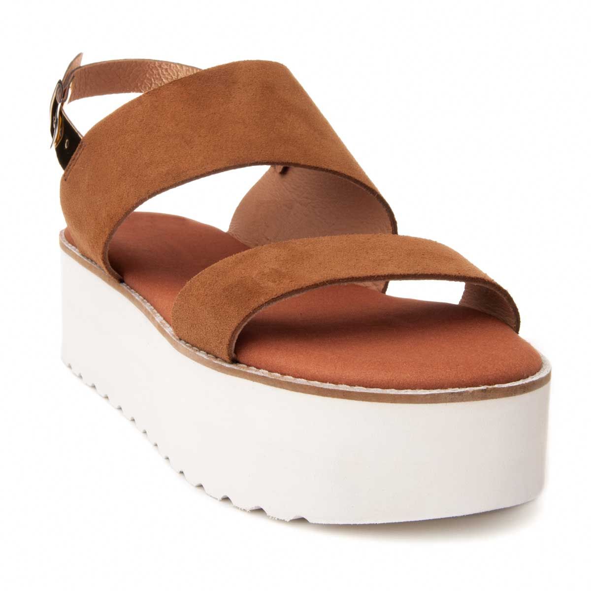 Purapiel Flatform Sandal in Brown