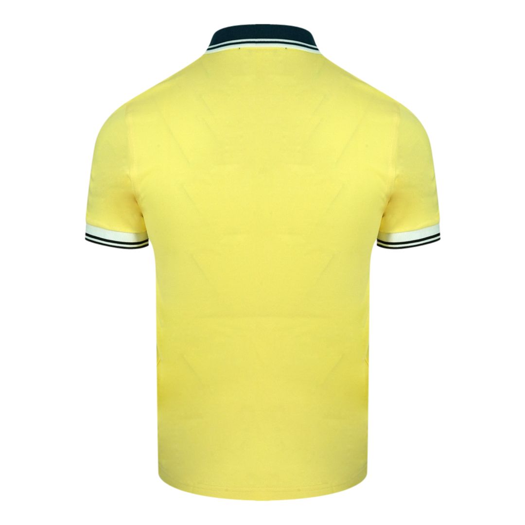 Fred Perry Twin Tipped M4567 I27 Yellow Polo Shirt. Fred Perry Yellow Polo Shirt. Pattern On Collar. Button Closure At The Neck. 100% Cotton. Style: M4567 I27