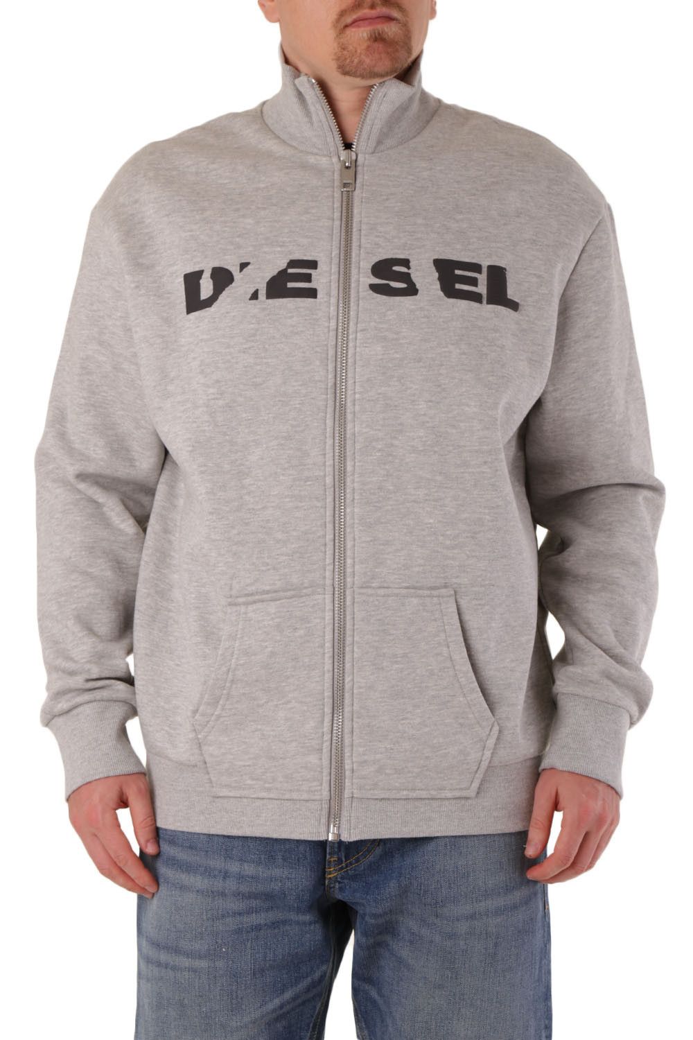 Brand: Diesel Gender: Men Type: Sweatshirts Season: Fall/Winter  PRODUCT DETAIL • Color: grey • Fastening: with zip • Sleeves: long • Pockets: front pockets  COMPOSITION AND MATERIAL • Composition: -56% cotton  •  Washing: machine wash at 30°