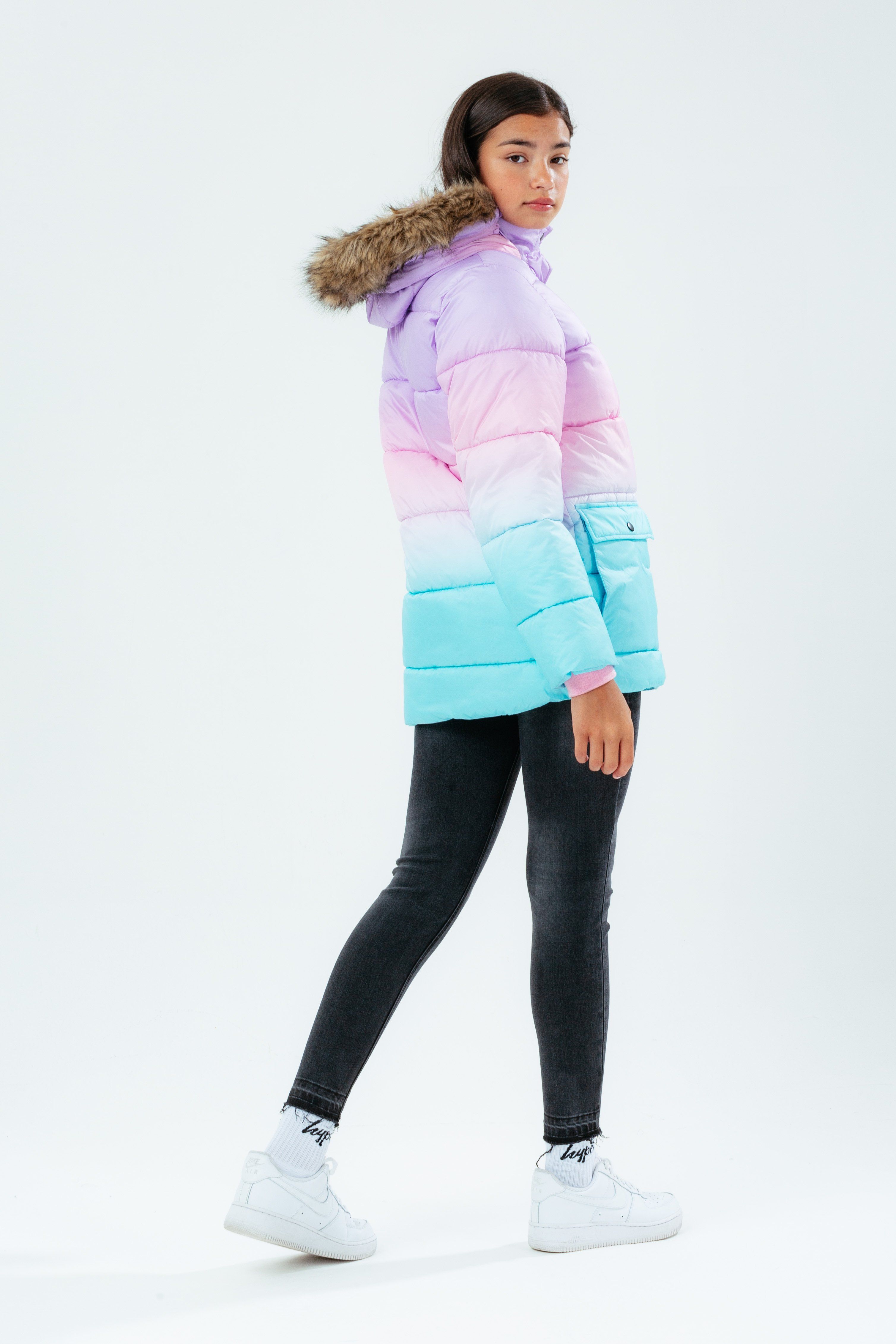 Hype Pink Blue Fade Kids Explorer Jacket