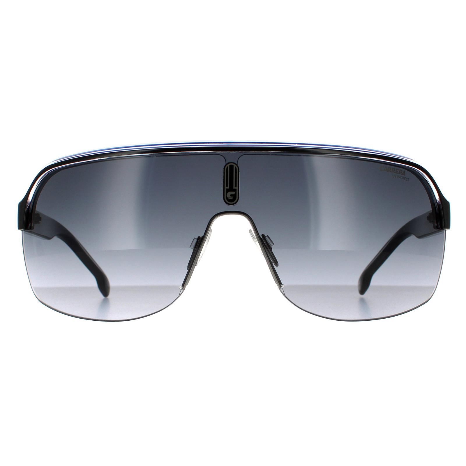 Carrera Shield Unisex Black Crystal White Blue Dark Grey Gradient Sunglasses