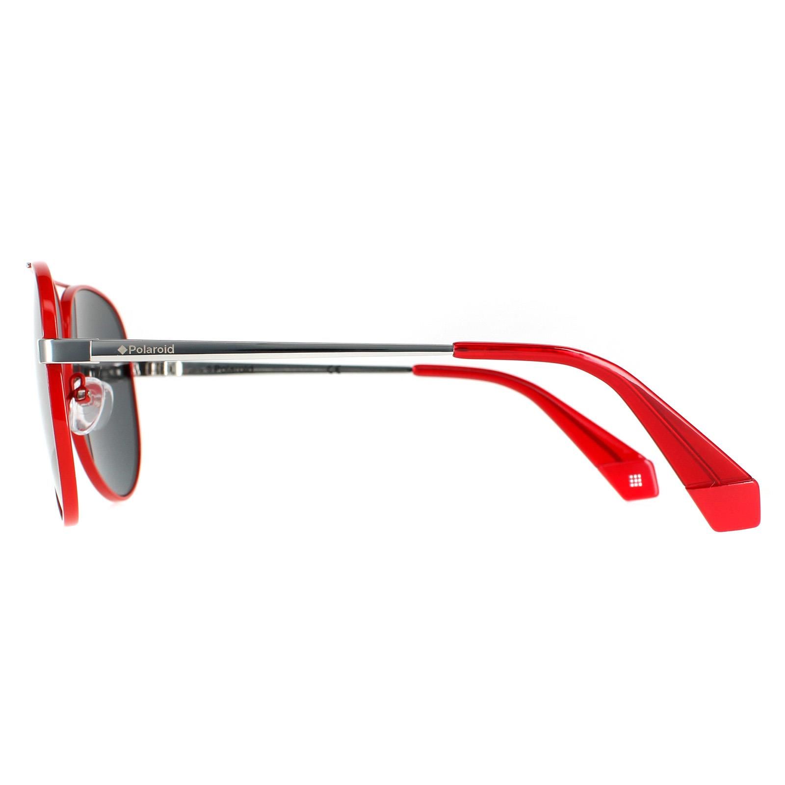 Polaroid Aviator Womens Silver Red Grey Polarized PLD 6069/S/X  PLD 6069/S/X are a feminine pilot style featuring a thin metal frame, teardrop shaped lenses, adjustable nose pads and plastic temples tips for comfort. A style that is always in fashion, you cannot go wrong with pilot sunglasses!