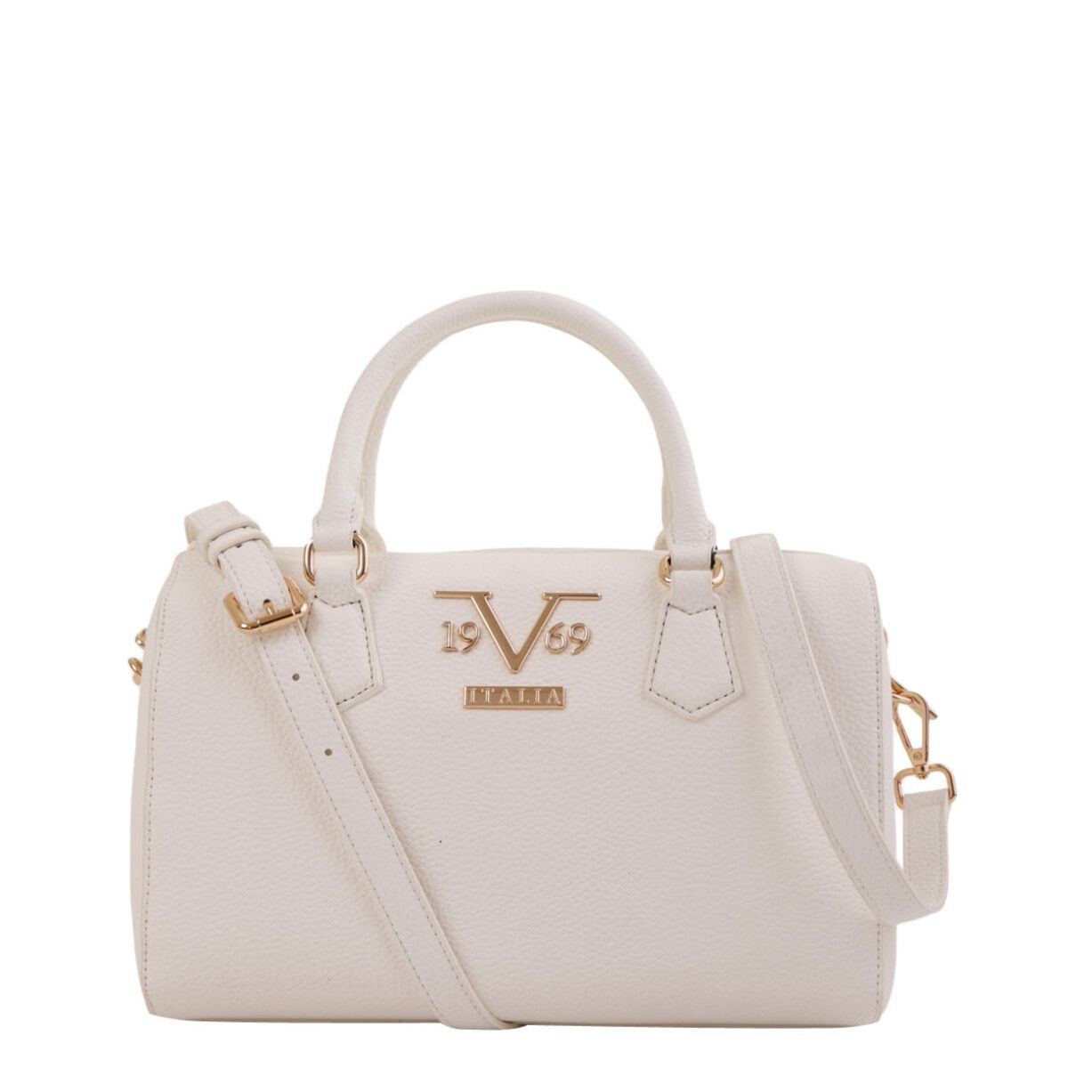 Brand: 19v69 Italia Gender: Women Type: Bags Season: Fall/Winter PRODUCT DETAIL • Color: white • Fastening: with zip • Pockets: inside pockets • Size (cm): 17x28x16 • Details: -handbag -with shoulder strap • Article code: VI20AI0024 COMPOSITION AND MATERIAL • Composition: -100% leather