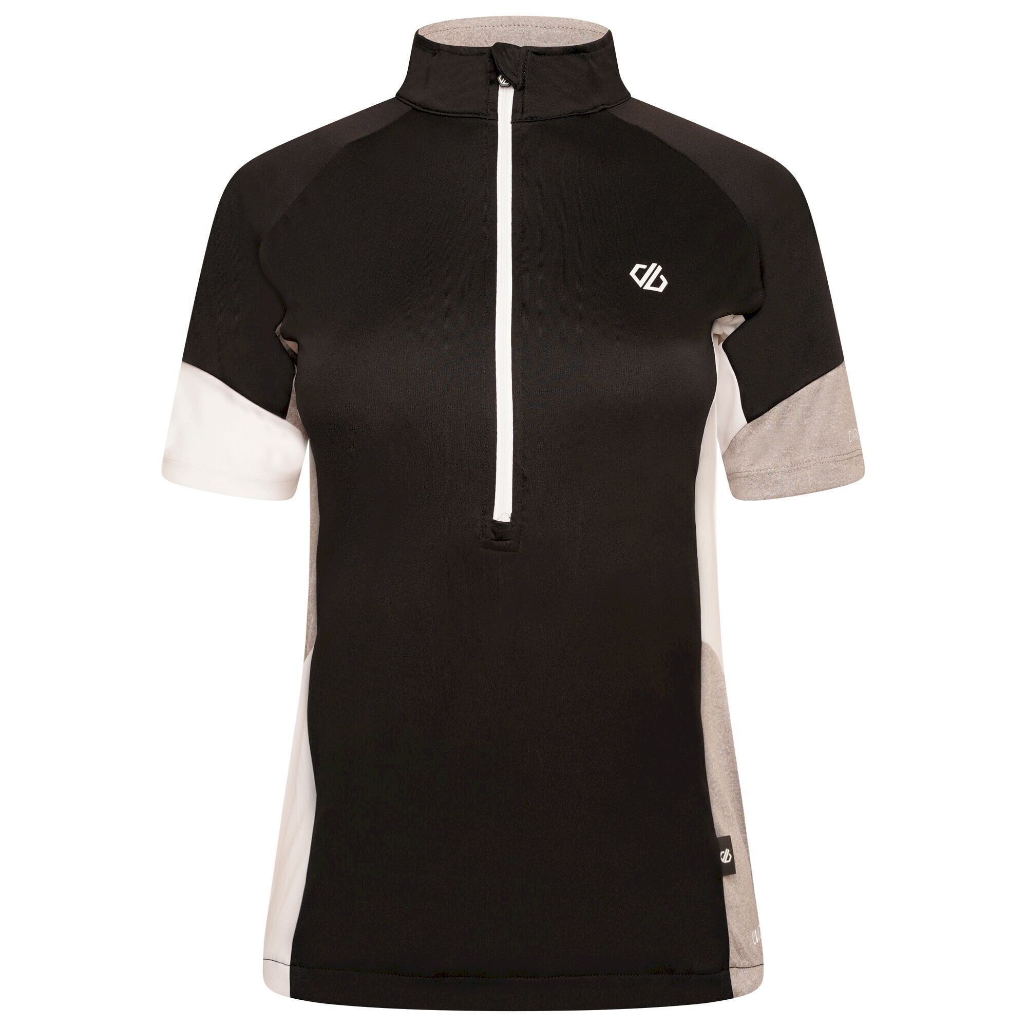 100% Polyester. Design: Colour Block, Logo. Fastening: Half Zip, Pull Over. Sleeve-Type: Short-Sleeved. Neckline: Standing Collar. Fabric Technology: Heat Resistant, Lightweight, Moisture Wicking, Q-Wic Plus, Quick Dry. Reflective Detail.