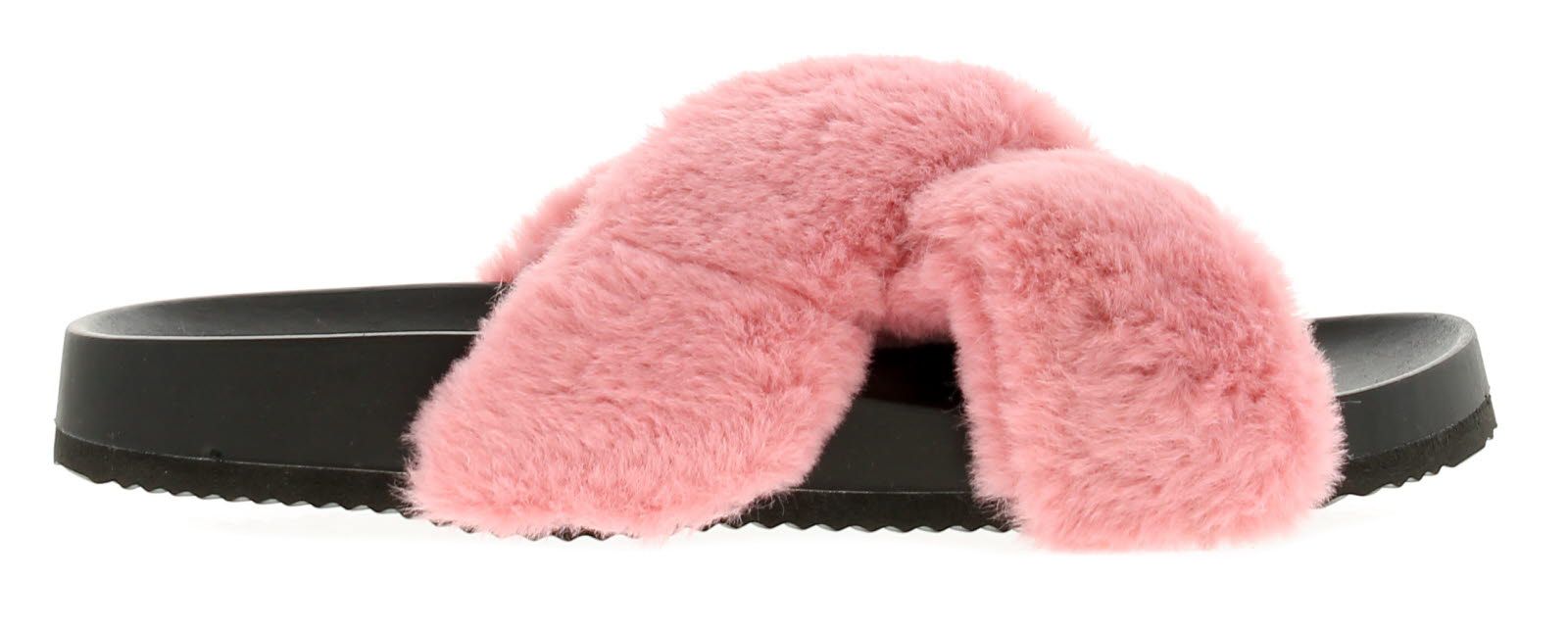 <Ul><Li>Kisses Carolyn Womens Slippers In Pink</Li><Li>Ladies Fashion Faux Fur Cross Strap Slide Slipper On An Eva Moulded Outsole.</Li><Li>Fabric Upper</Li><Li>Fabric Lining</Li><Li>Synthetic Sole</Li><Li>Ladies Womens Slippers Pink Comfort Faux Fur Sliders Slip On</Li>
