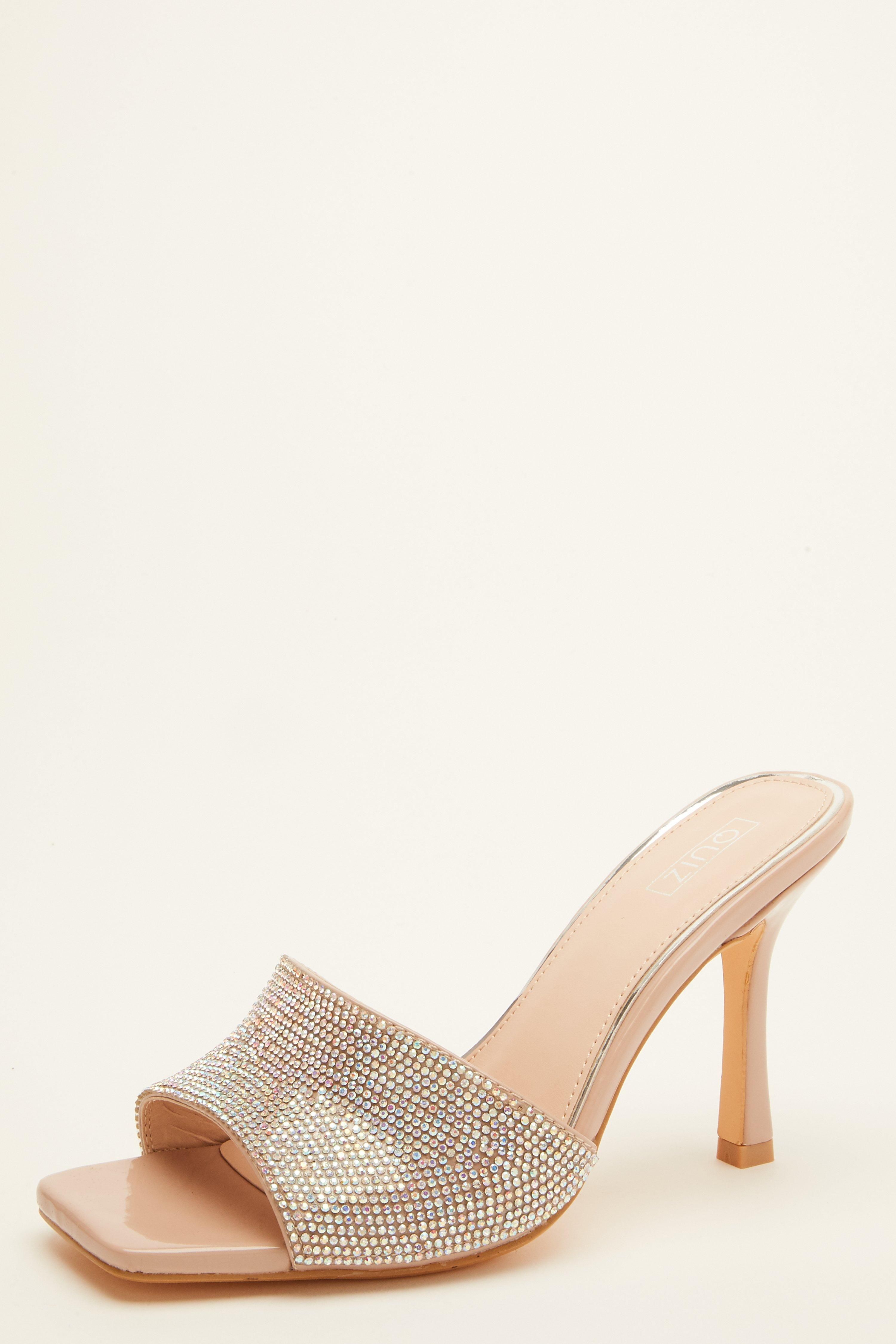 - Slip on style  - Diamante strap   - Mule style  - Flare heel  - Heel height: 4.5
