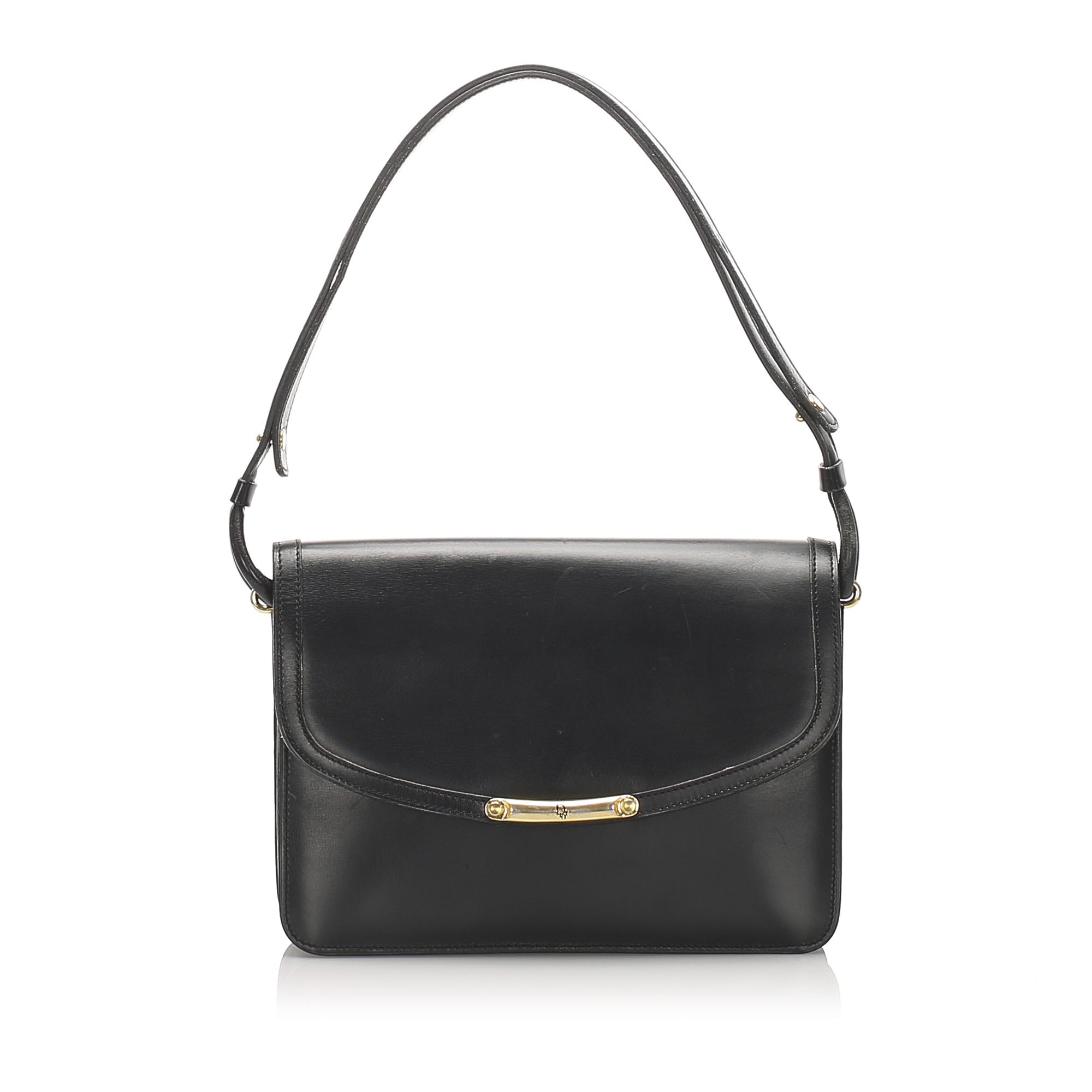 Vintage Dior Leather Shoulder Bag Black