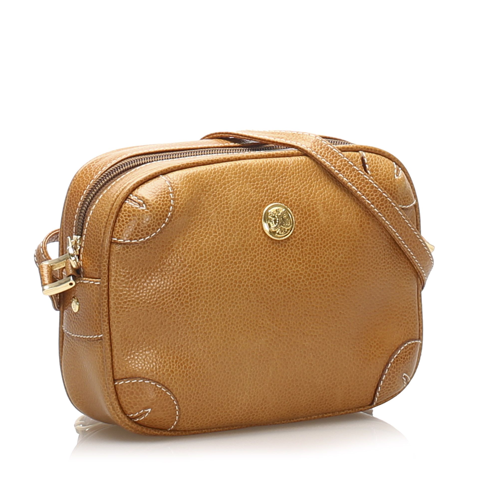 Vintage Fendi Selleria Leather Crossbody Bag Brown