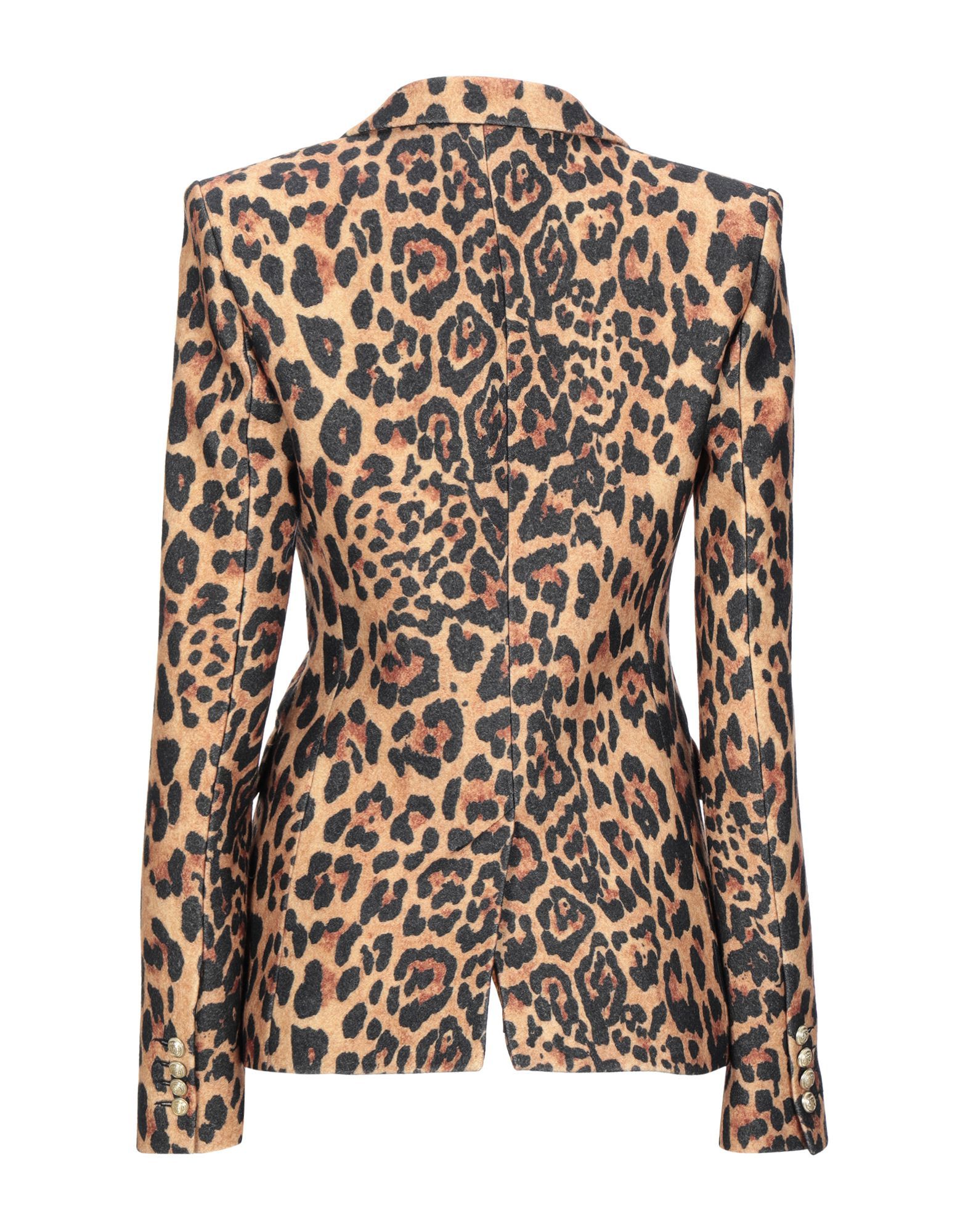 baize, no appliqués, leopard-print, multipockets, single chest pocket, two inside pockets, button closing, lapel collar, single-breasted , long sleeves, fully lined, back split
