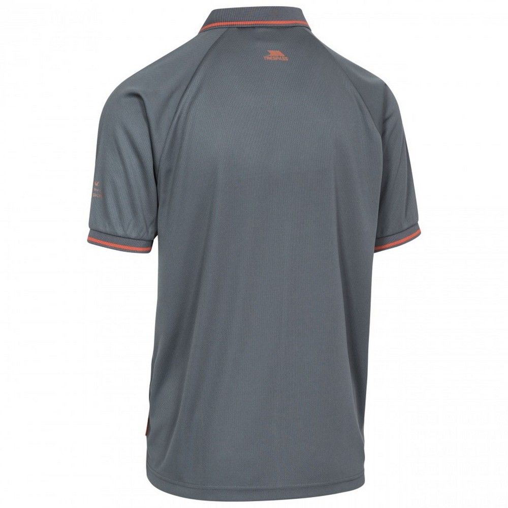 Short sleeve. Ring stud fastening. Knitted rib collar and cuff. Contrast trims. Mosquito repellent finish. Quick dry. UPF40+. 100% Polyester. Trespass Mens Chest Sizing (approx): S - 35-37in/89-94cm, M - 38-40in/96.5-101.5cm, L - 41-43in/104-109cm, XL - 44-46in/111.5-117cm, XXL - 46-48in/117-122cm, 3XL - 48-50in/122-127cm.