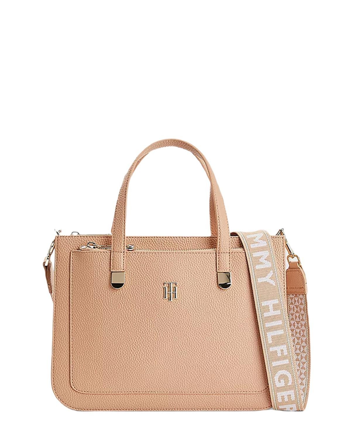 Brand: Tommy Hilfiger Gender: Women Type: Bags Season: Spring/Summer  PRODUCT DETAIL • Color: pink • Pattern: plain • Fastening: with zip • Size (cm): 23x31x9cm  • Details: -handbag -with shoulder strap   COMPOSITION AND MATERIAL • Composition: -100%  polyurethane
