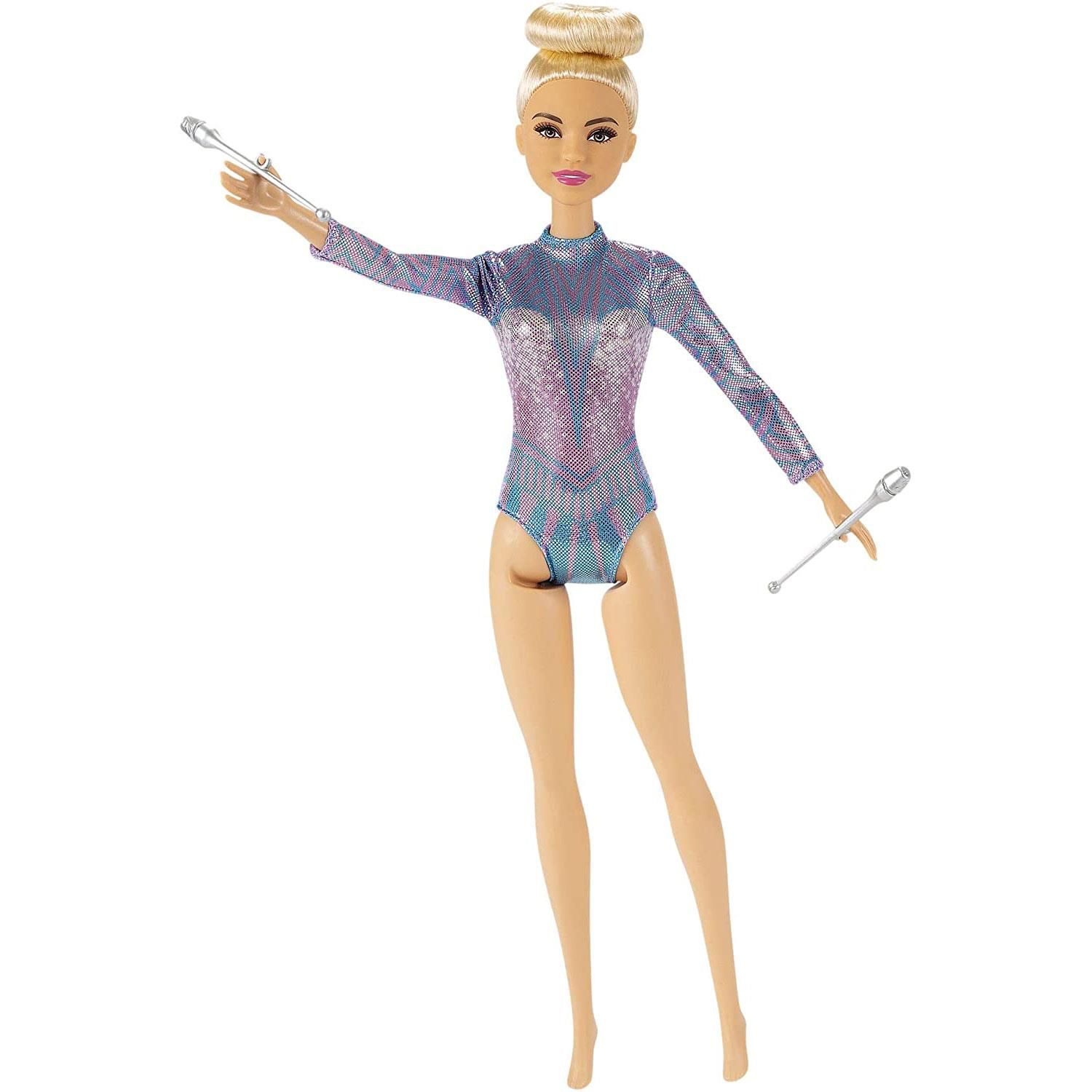 Barbie Fashionable & Fun Loving  Rhythmic Gymnast Doll with Accessories

Explore a world of gymnastic fun with the Barbie rhythmic gymnast doll! When a girl plays with Barbie, she imagines everything she can become, and if you love gymnastics and dance, you can be a rhythmic gymnast! The Barbie rhythmic gymnast doll (12-in/30.40-cm) wears a colourful metallic leotard and has a cute bun updo. She comes with two clubs and a ribbon she can hold for performing her gymnast moves. Kids will love the endless possibilities for creative expression and storytelling fun. Doll cannot stand alone. Colours and decorations may vary. Makes a great gift for ages 3 years old and up.

Features:

Explore gymnastics and dance fun with the Barbie rhythmic gymnast doll and related accessories!
Wearing a colourful metallic leotard and cute bun updo, Barbie rhythmic gymnast doll (12-in/30.40-cm) is ready to perform rhythmic gymnast moves!
Barbie rhythmic gymnast doll can hold the batons and ribbon for exciting, realistic performances and play.
Explore a world of creative storytelling fun with the Barbie rhythmic gymnast doll!
Makes a great gift for kids 3 years old and up, especially those interested in rhythmic gymnastics, dance and fitness!


Specifications:

Toy Type: Barbie Rhythmic Gymnast Doll
Material: Abs Material
Colour: Multicolour

Box Contains:

1x Barbie rhythmic gymnast doll
2x Batons
2x Ribbon