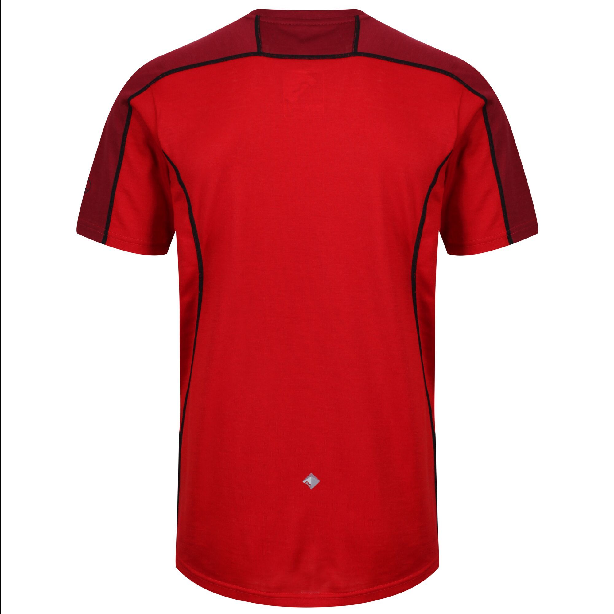 50% merino, 50% polyester. Super soft handle. Natural odour control. Good wicking performance.