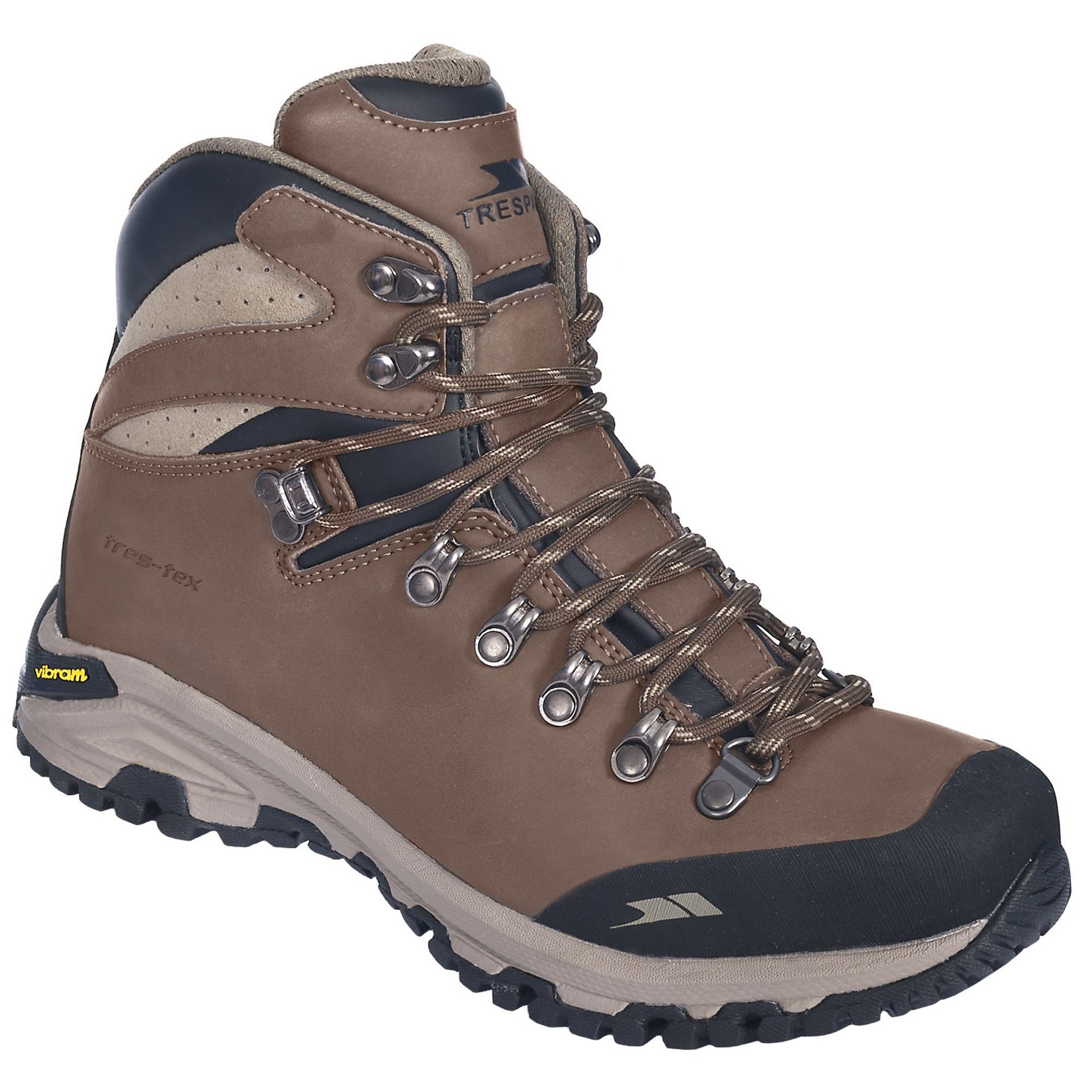 Womens leather walking boots. Waterproof, breathable build. Embossed logo. Robust grip sole. Reinforced toe protector. Ankle support. Upper: 100% Leather, Lining: 100% Textile, Midsole: 100% Phylon, Sole: 100% Vibram rubber.