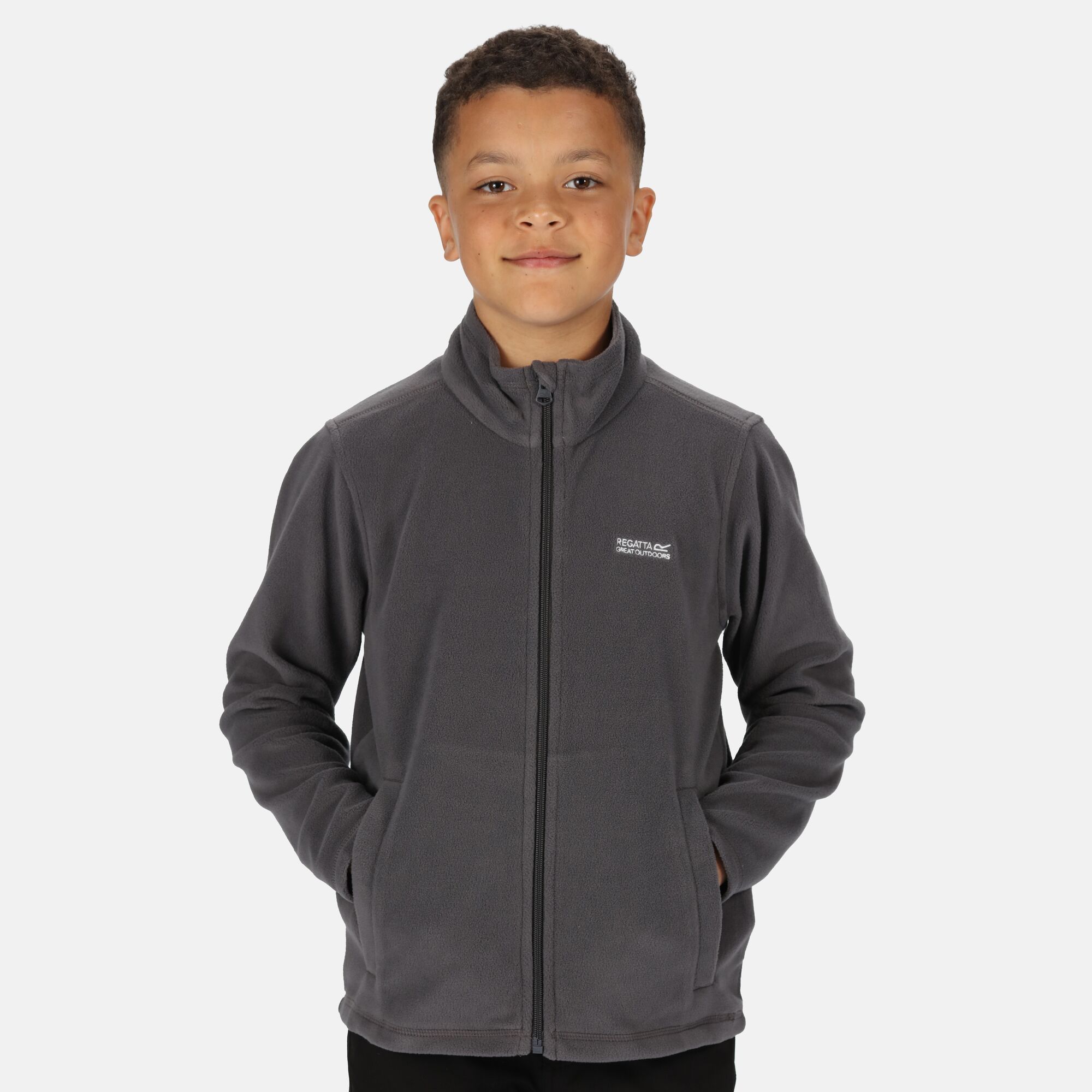The King is our kids lighter weight zip through fleece. Its lovely and light, super soft and has an anti-pill finish to keep it looking fresh wear after wear. One of our best selling kids styles, its an outside essential must have you can trust to keep them comfy and warm, whether they are climbing trees, on the school run or playing around the garden. 100% Polyester. Regatta Kids Sizing (chest approx): 2 Years (53-55cm), 3-4 Years (55-57cm), 5-6 Years (59-61cm), 7-8 Years (63-67cm), 9-10 Years (69-73cm), 11-12 Years (75-79cm), 32
