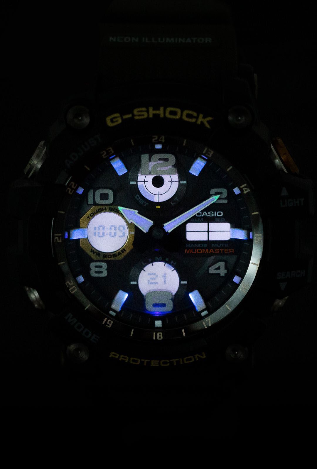 This Casio G-shock Analogue-Digital Watch for Men is the perfect timepiece to wear or to gift. It's Black 50 mm Round case combined with the comfortable Green Plastic will ensure you enjoy this stunning timepiece without any compromise. Operated by a high quality Quartz movement and water resistant to 20 bars, your watch will keep ticking. This solar powered watch recharges itself in any kind of light,This solar watch does not require any battery replacement. -The watch has a calendar function: Day-Date, Solar Powered, Stop Watch, Countdown, Worldtime, Alarm High quality 21 cm length and 28 mm width Green Plastic strap with a Buckle Case diameter: 50 mm,case thickness: 15 mm, case colour: Black and dial colour: Black