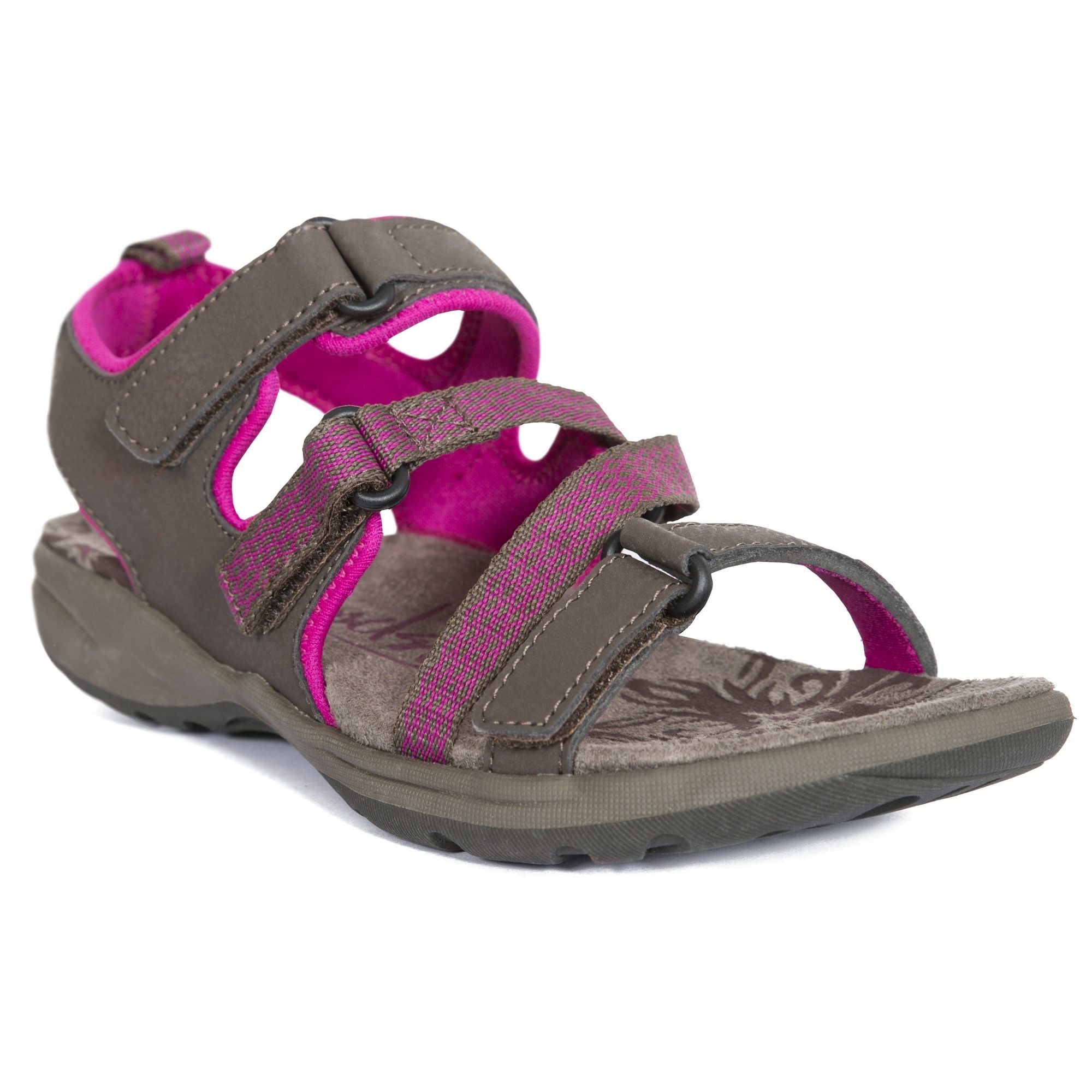 Womens active sandals with positive fit 3-point adjustment. Cushioned and moulded footbed. Durable traction outsole. Fabric: upper- PU/Textile, midsole- moulded EVA, outsole- TPR. Shoe sizing: 3 UK/36 EU, 4 UK/37 EU, 5 UK/38 EU, 6 UK/39 EU, 7 UK/40 UK, 8 UK/41 EU.