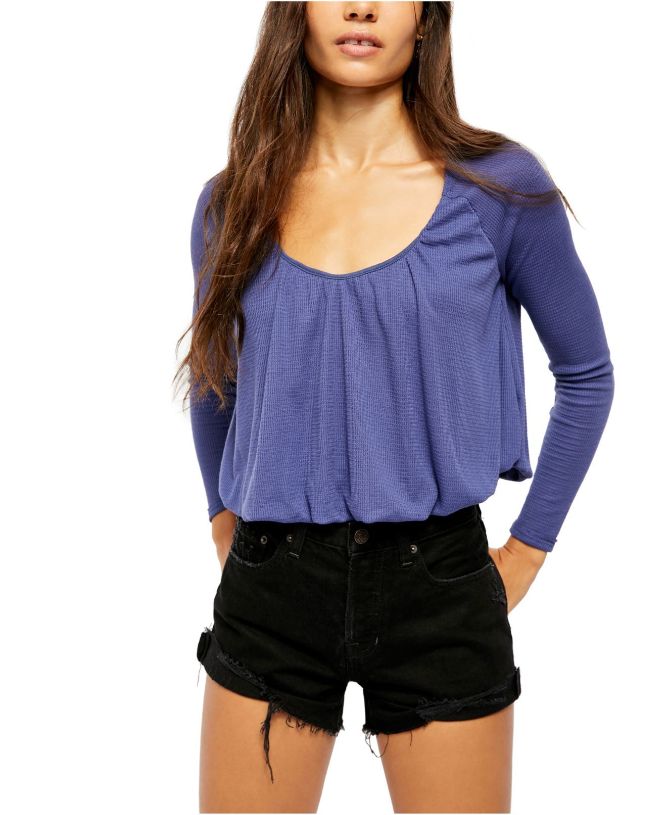 Color: Blues Size Type: Regular Size (Women's): XS Sleeve Length: Long Sleeve Type: Blouse Style: Knit Top Neckline: V-Neck Pattern: Solid Theme: Modern Material: Polyester