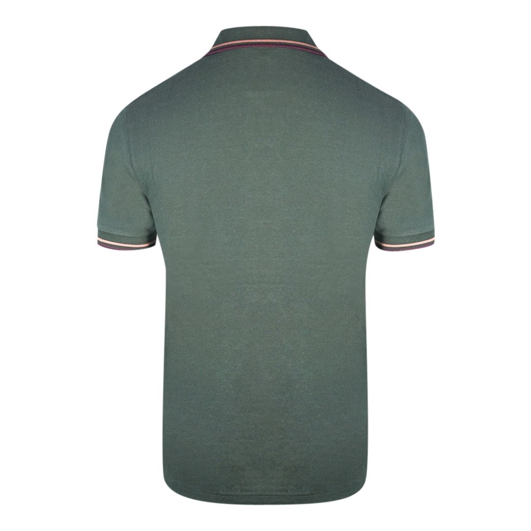 Fred Perry Twin Tipped M3600 L98 Green Polo Shirt. Fred Perry Green Polo Shirt. Pattern On Collar. Button Closure At The Neck. 100% Cotton. Style: M3600 L98