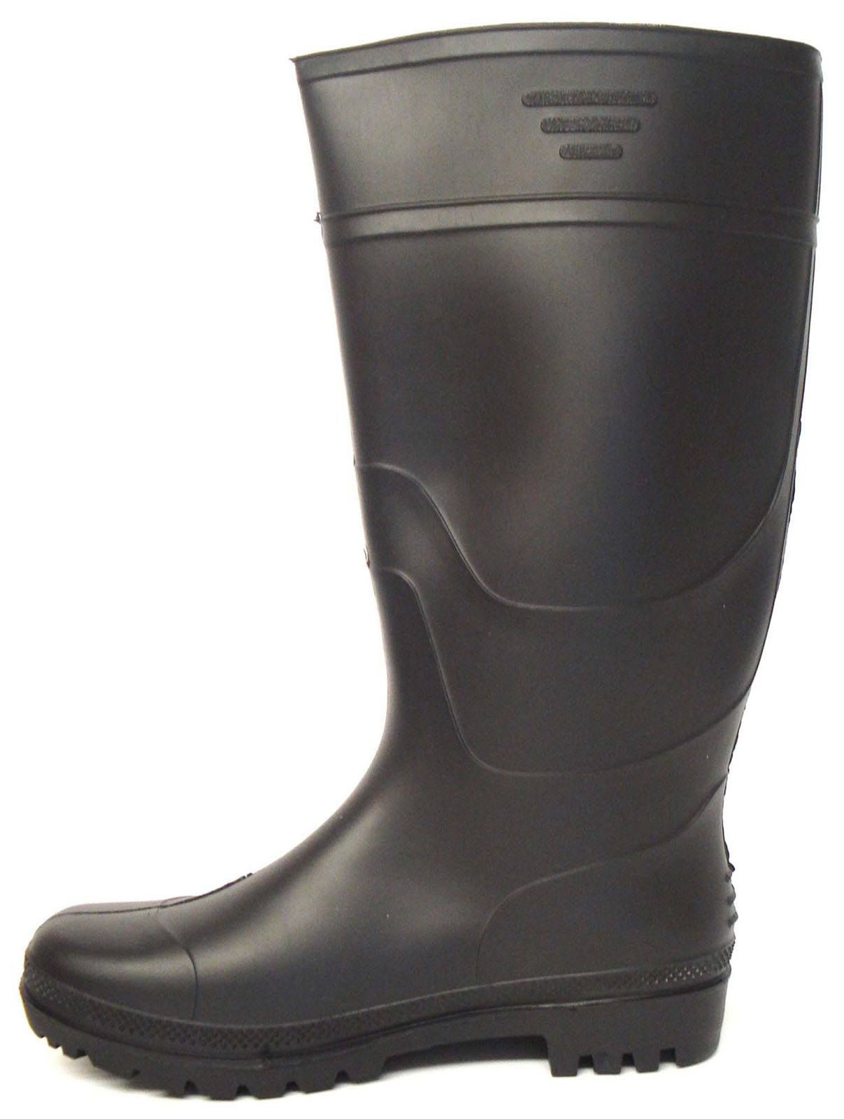 New Mens/Gents Black Full Length Rubber Waterproof Wellington Boots UK Size 