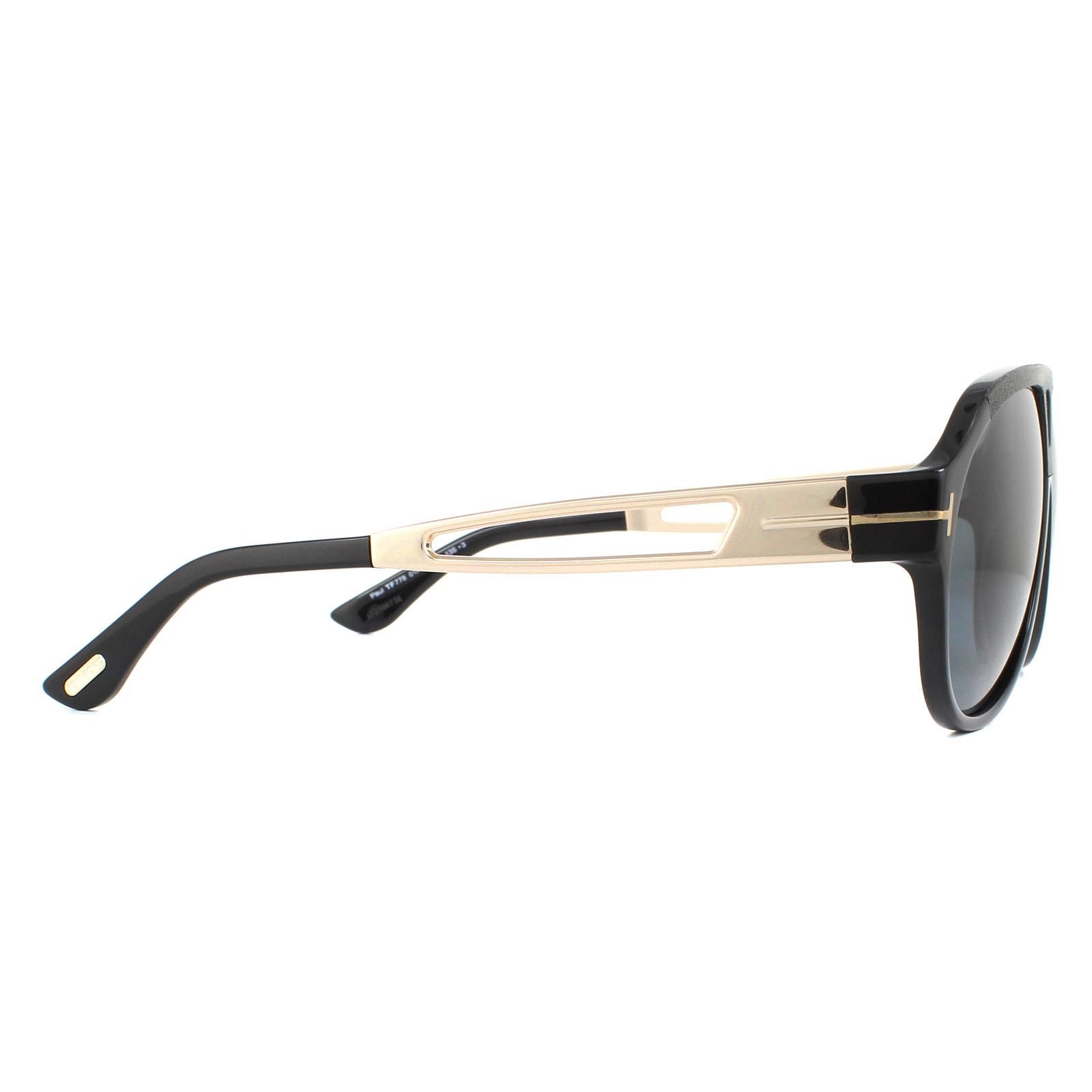 Tom Ford Sunglasses Paul FT0778 01A Shiny Black Smoke are a totally unique style with the cut-away detail from nthe temples, bold aviator shape and chunkcy thick retro style frame. Awesome Tom Ford sunglasses at his very best