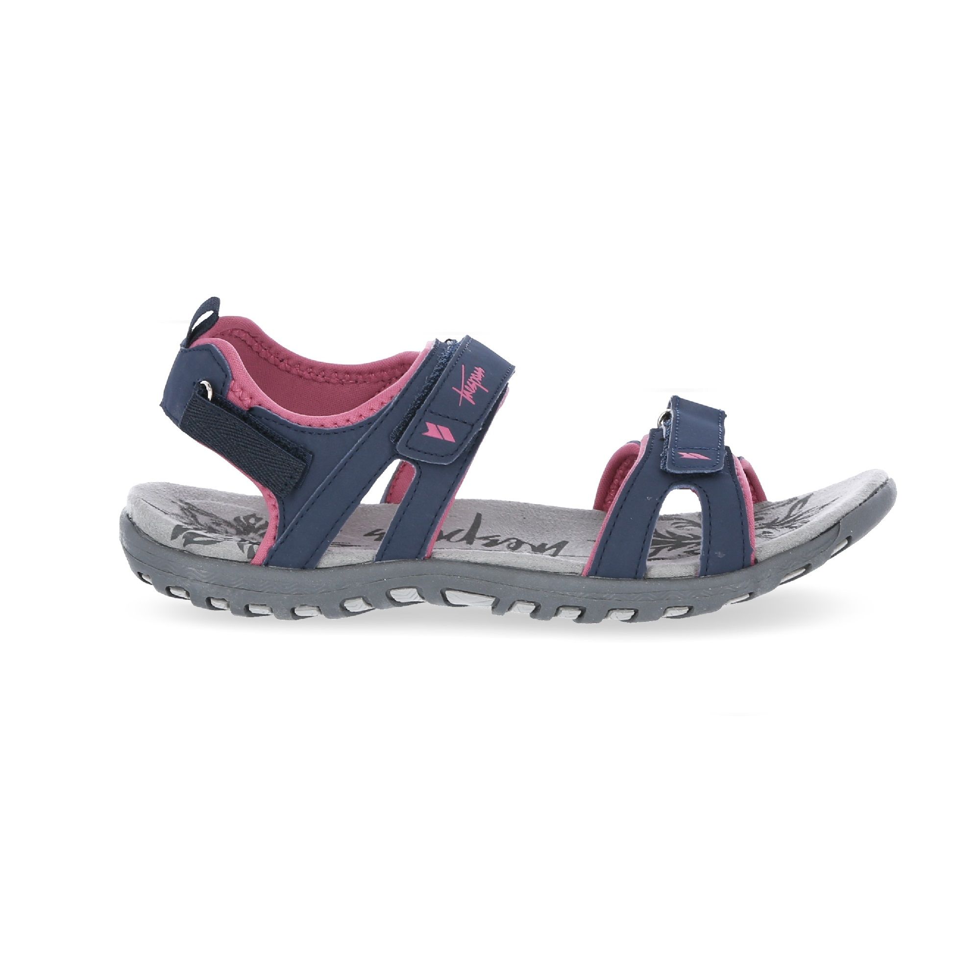 Active sandal. Fully lined upper with cushioning. Positive fit 3-point adjustment. Cushioned and moulded footbed. Durable traction outsole. Upper: PU/Textile, Midsole: Molded EVA, Outsole: TPR.