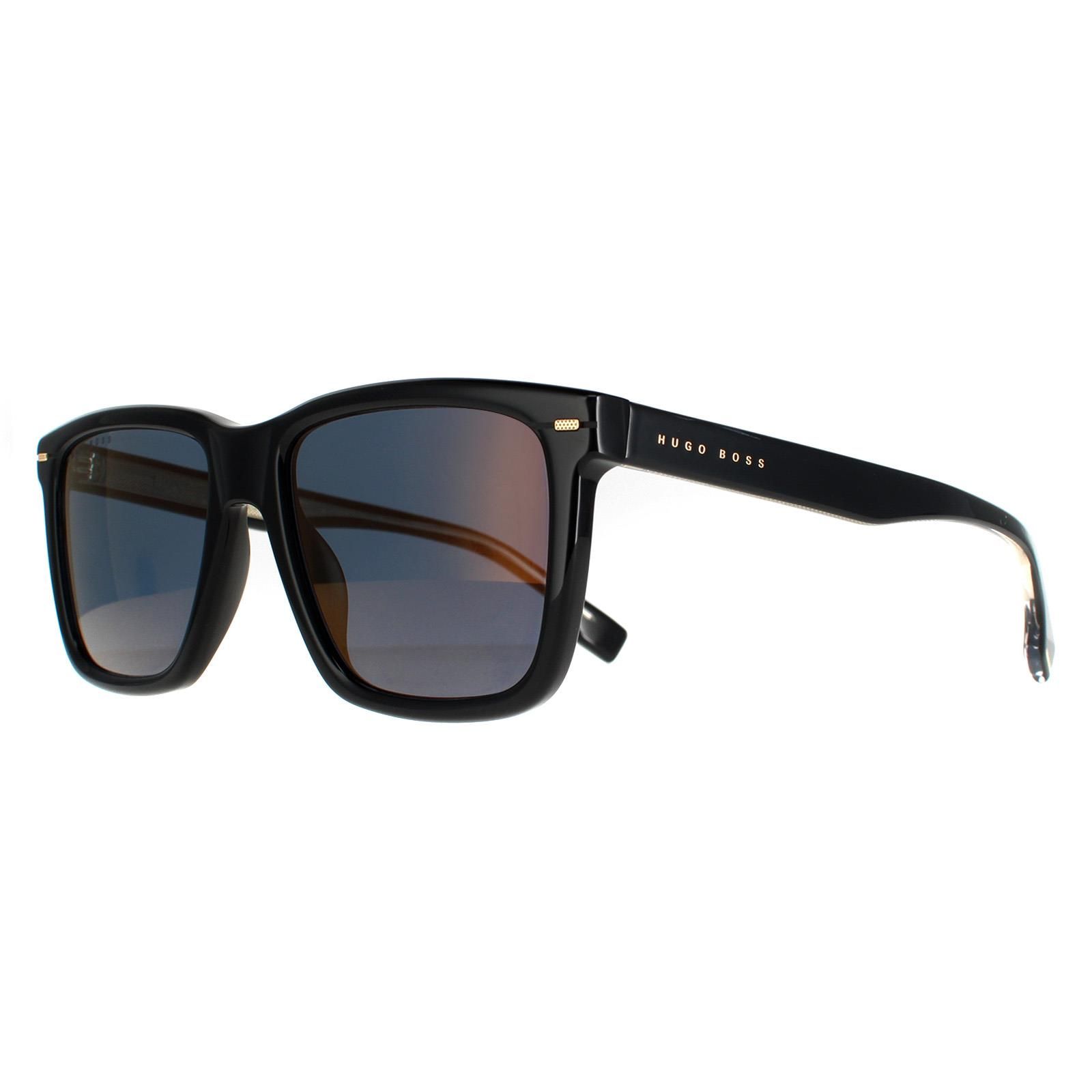 Hugo Boss Square Mens Black Brown Gold Mirrored BOSS 1317/S  Hugo Boss are a classic square style crafted from lightweight acetate. Hugo Boss branding features on the slender temples for authenticity.