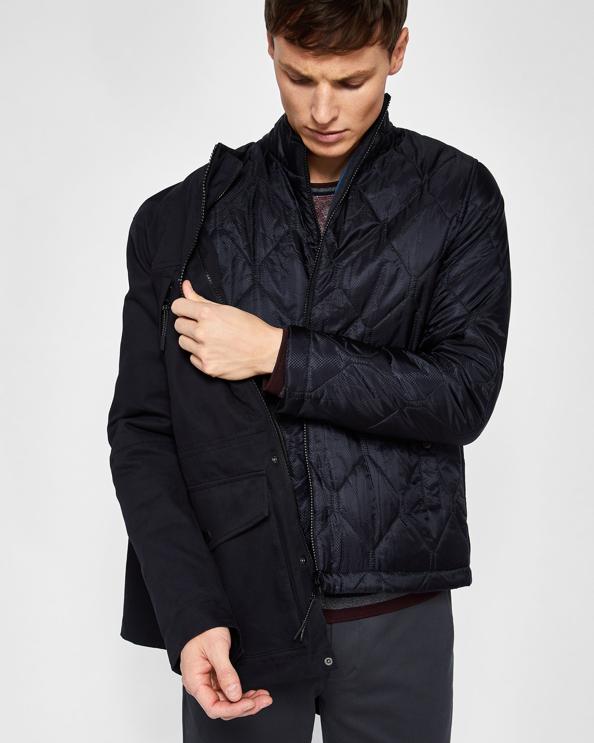 Long-Sleeved Quilted Field Jacket