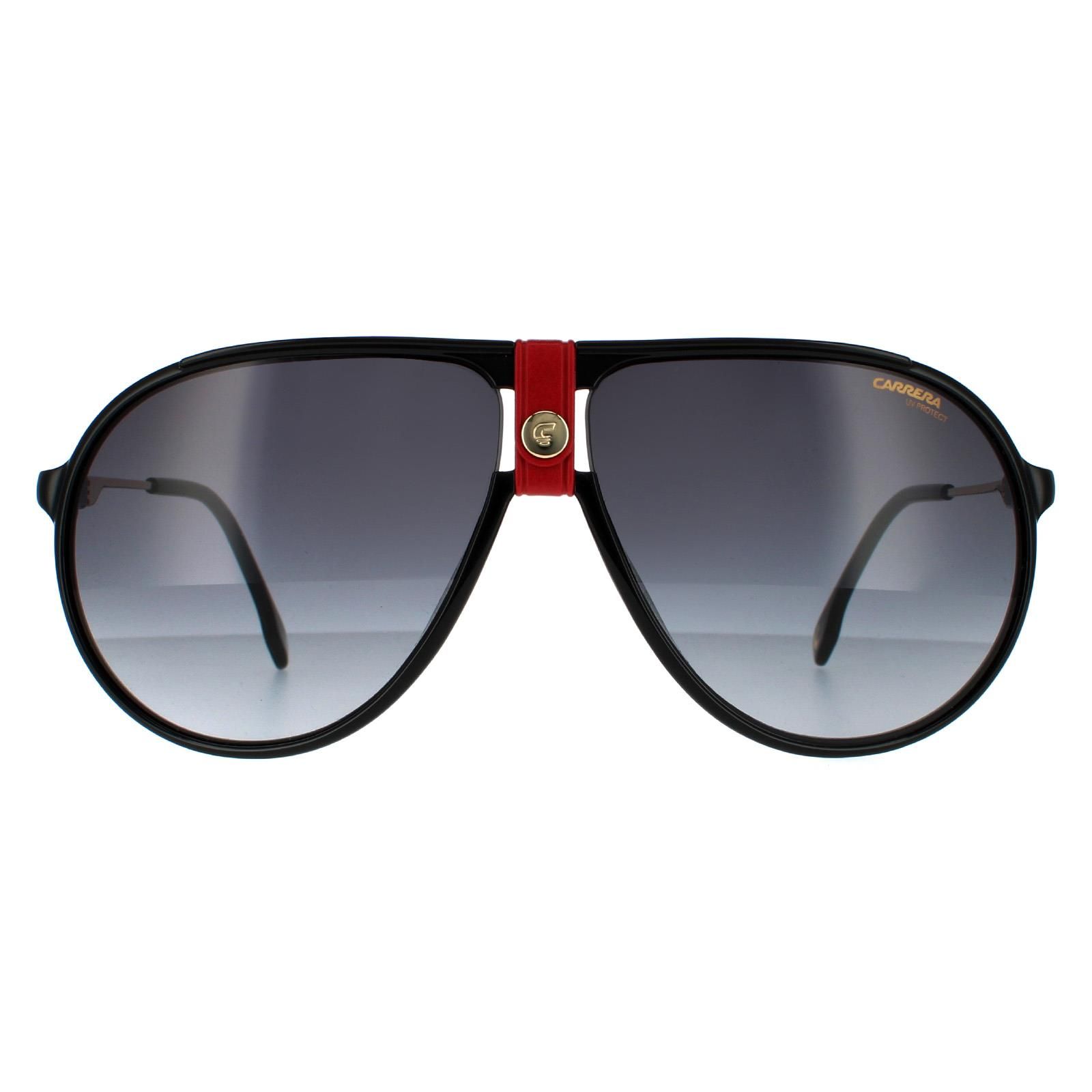 Carrera Aviator Mens Gold Red and Black Grey Gradient Sunglasses