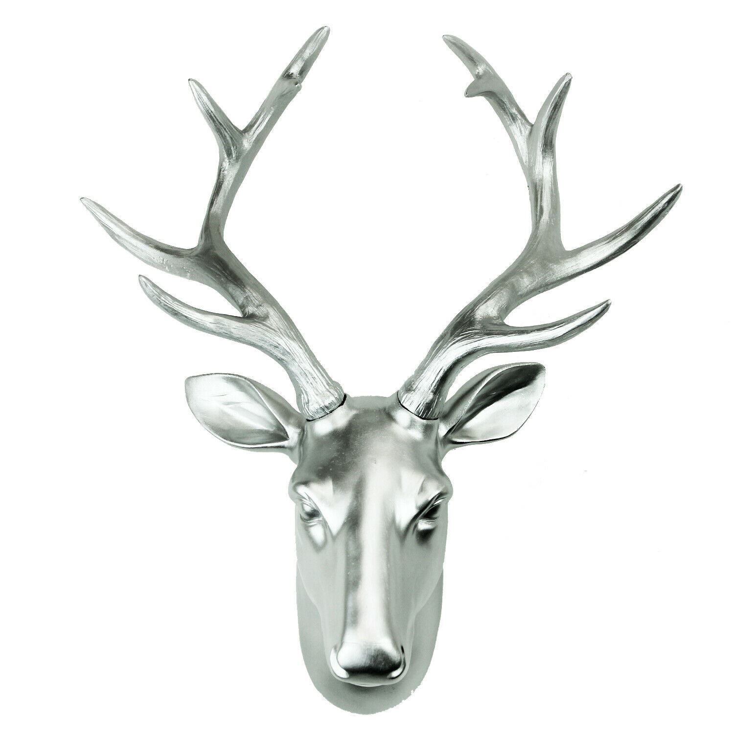 Deer Head Wall Hanger - Silver Wall Art, Wall Art Living Room, Faux ...