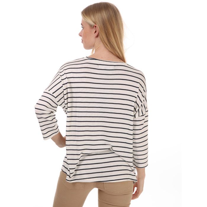 Womens Vero Moda Brianna 3 Quarter Sleeve Stripe Jumper in white - navy.<BR><BR>- Wide round neck.<BR>- Drop shoulder.<BR>- 3-quarter length sleeves.<BR>- Tonal back neck tape.<BR>- Allover stripe design.<BR>- Fine lightweight knit.<BR>- Soft and drapey viscose blend fabric.<BR>- Relaxed fit.<BR>- Measurement from shoulder to hem: 26in approximately.<BR>- 58% Viscose  38% Polyester  4% Elastane.  Machine washable.<BR>- Ref: 10240544<BR><BR>Measurements are intended for guidance only.