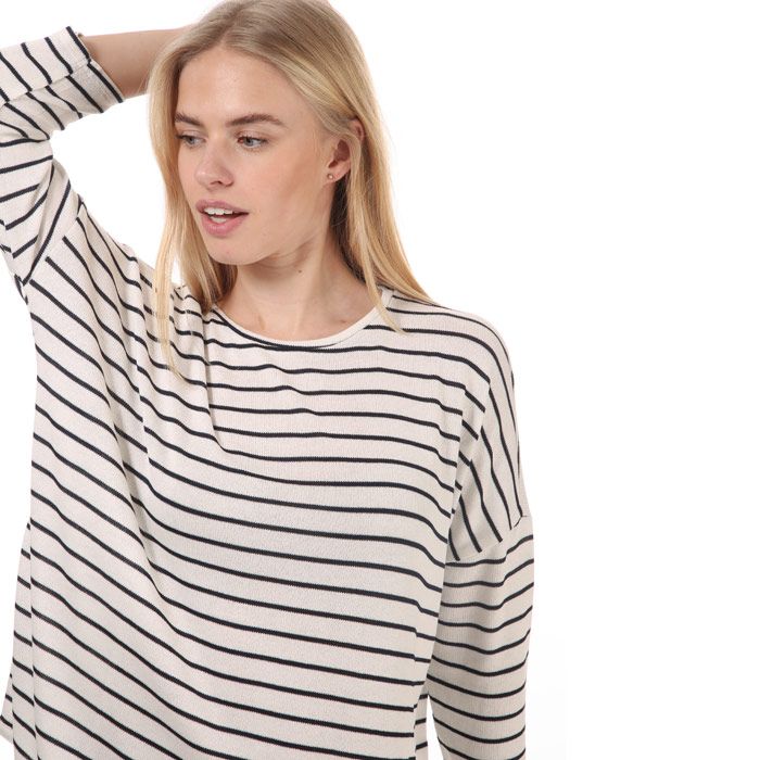 Womens Vero Moda Brianna 3 Quarter Sleeve Stripe Jumper in white - navy.<BR><BR>- Wide round neck.<BR>- Drop shoulder.<BR>- 3-quarter length sleeves.<BR>- Tonal back neck tape.<BR>- Allover stripe design.<BR>- Fine lightweight knit.<BR>- Soft and drapey viscose blend fabric.<BR>- Relaxed fit.<BR>- Measurement from shoulder to hem: 26in approximately.<BR>- 58% Viscose  38% Polyester  4% Elastane.  Machine washable.<BR>- Ref: 10240544<BR><BR>Measurements are intended for guidance only.