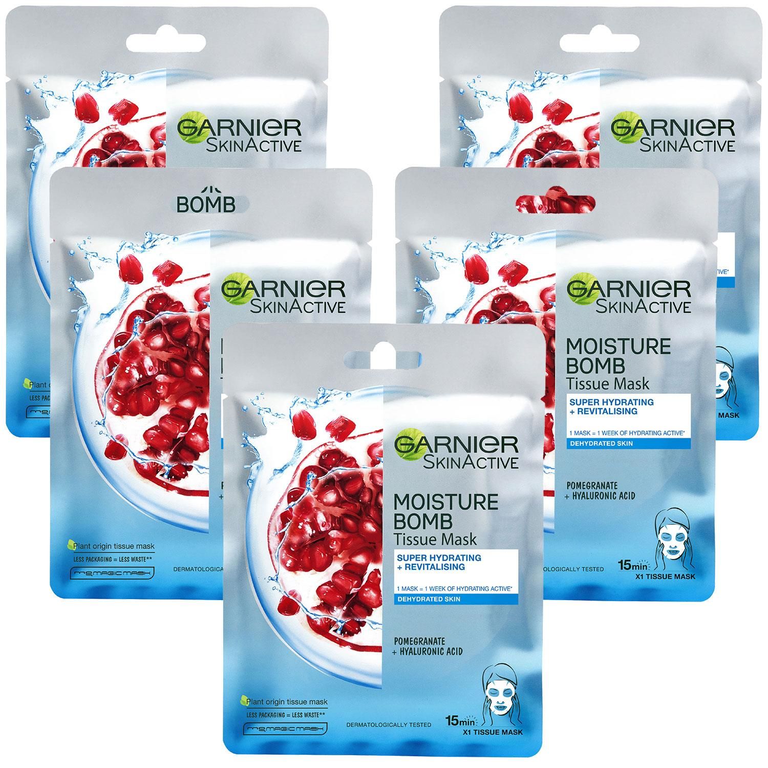 Garnier Moisture Bomb Pomegranate Hydrating Face Sheet Mask 5 x 32G