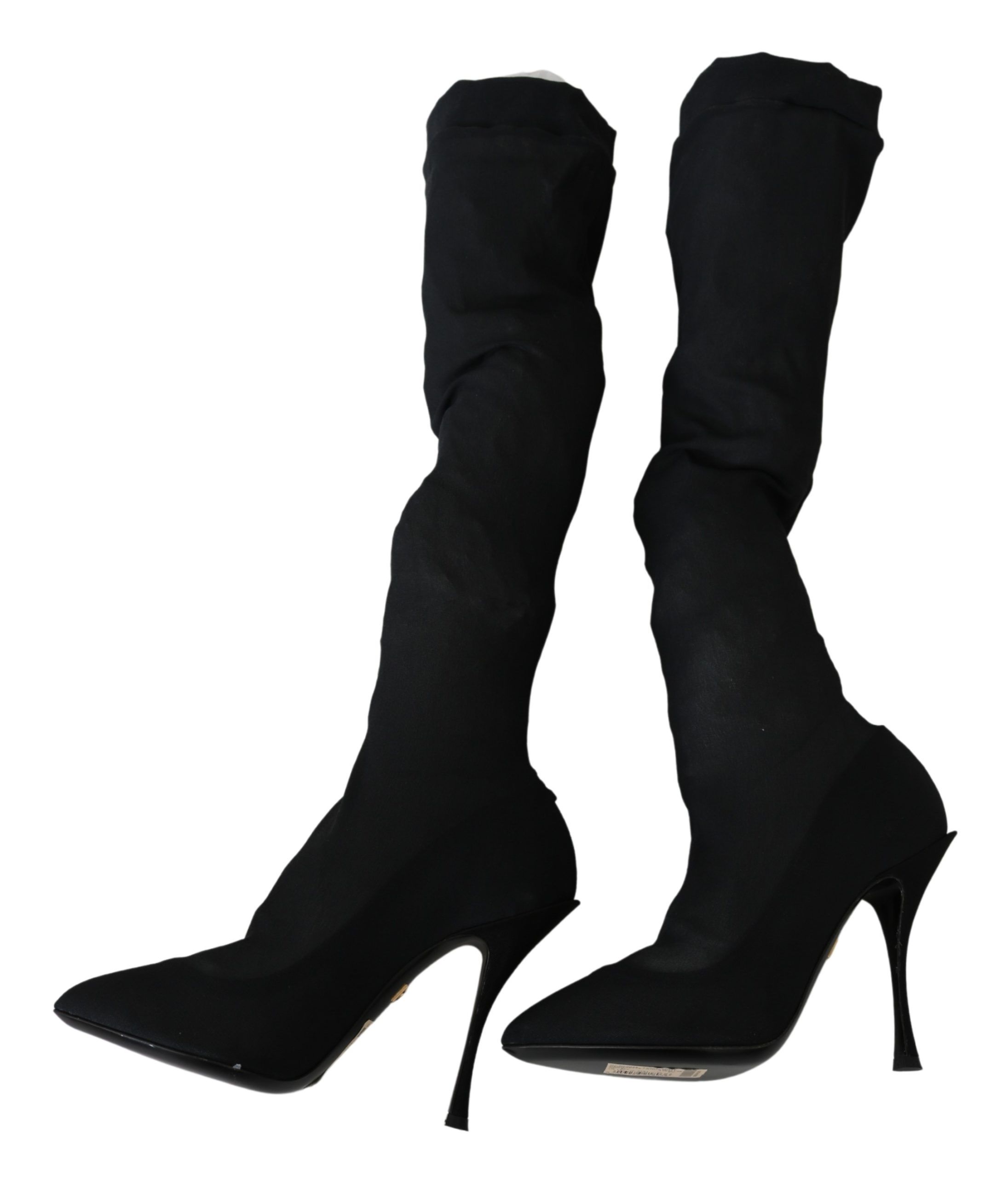 Dolce & Gabbana Black Tulle Stretch Knee Socks Boots Shoes