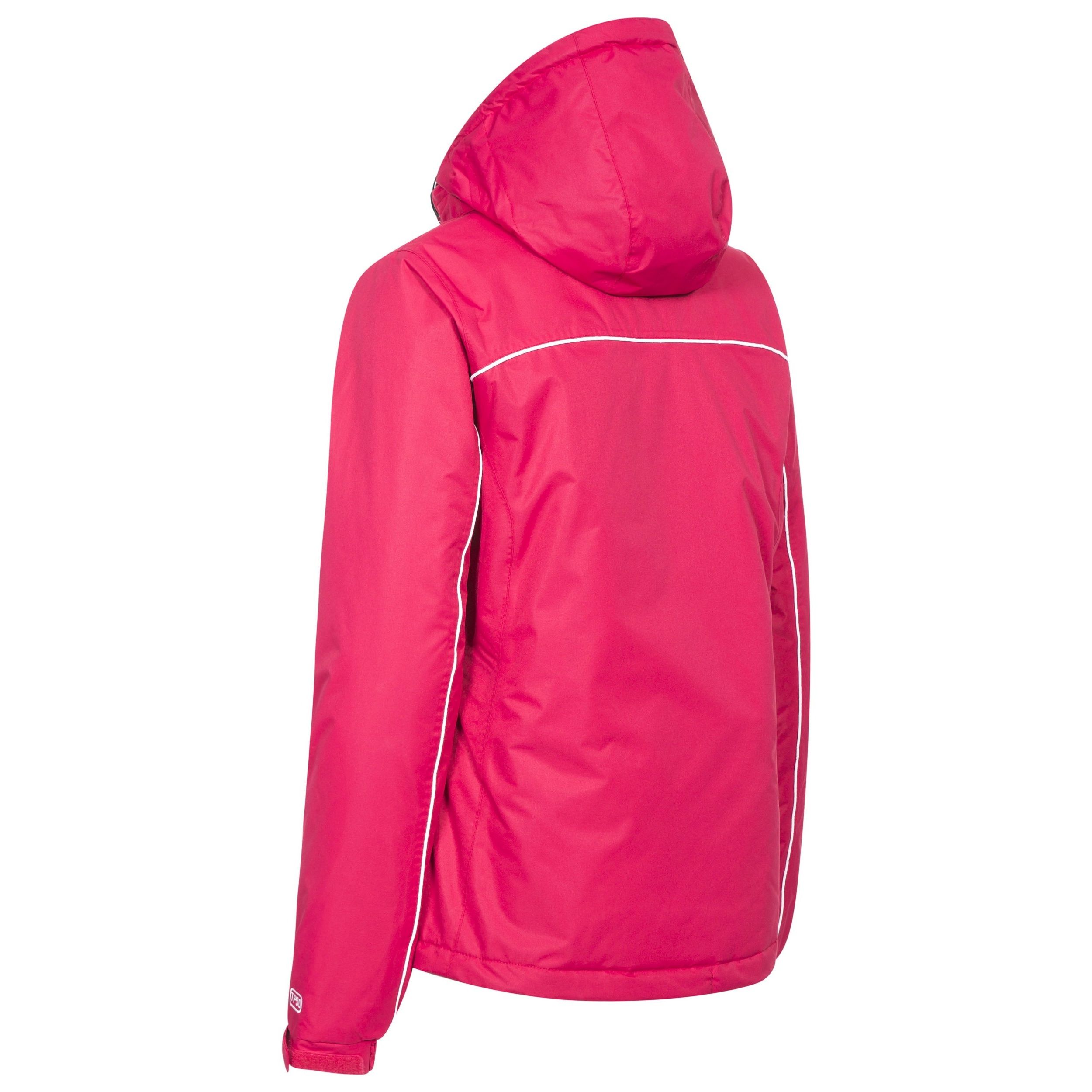 Detachable Stud Off Hood. 2 Zip Pockets. 1 Sleeve Pocket. Inner Snowbreak. Elasticated Cuffs with Adjustable Tabs. Hem Drawcord. Shell: 100% Polyester PU Coating. Lining: 100% Polyester. Filling: 100% Polyester. Trespass Womens Chest Sizing (approx): XS/8 - 32in/81cm, S/10 - 34in/86cm, M/12 - 36in/91.4cm, L/14 - 38in/96.5cm, XL/16 - 40in/101.5cm, XXL/18 - 42in/106.5cm.
