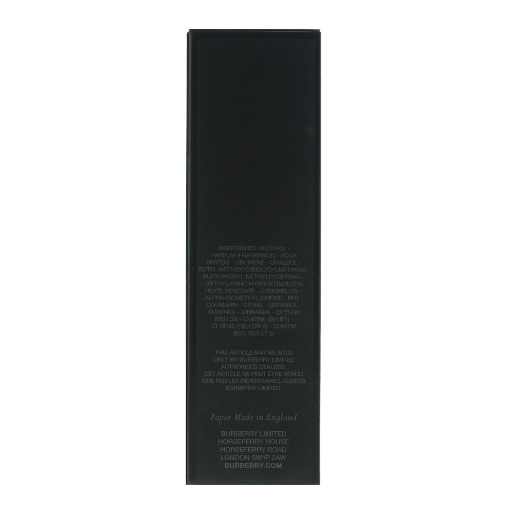 Mr. Burberry Eau de Toilette by Burberry is a woody herbal fragrance for men. Its ingredients are inspired by tradition of British perfumery. Top notes: grapefruit, cardamom, tarragon, mint. Middle notes: birch leaf, nutmeg, cedar, lavender. Base notes: sandalwood, guaiac wood, vetiver, amberwood, benzoin, oakmoss. Mr. Burberry Eau de Toilette was launched in 2016.