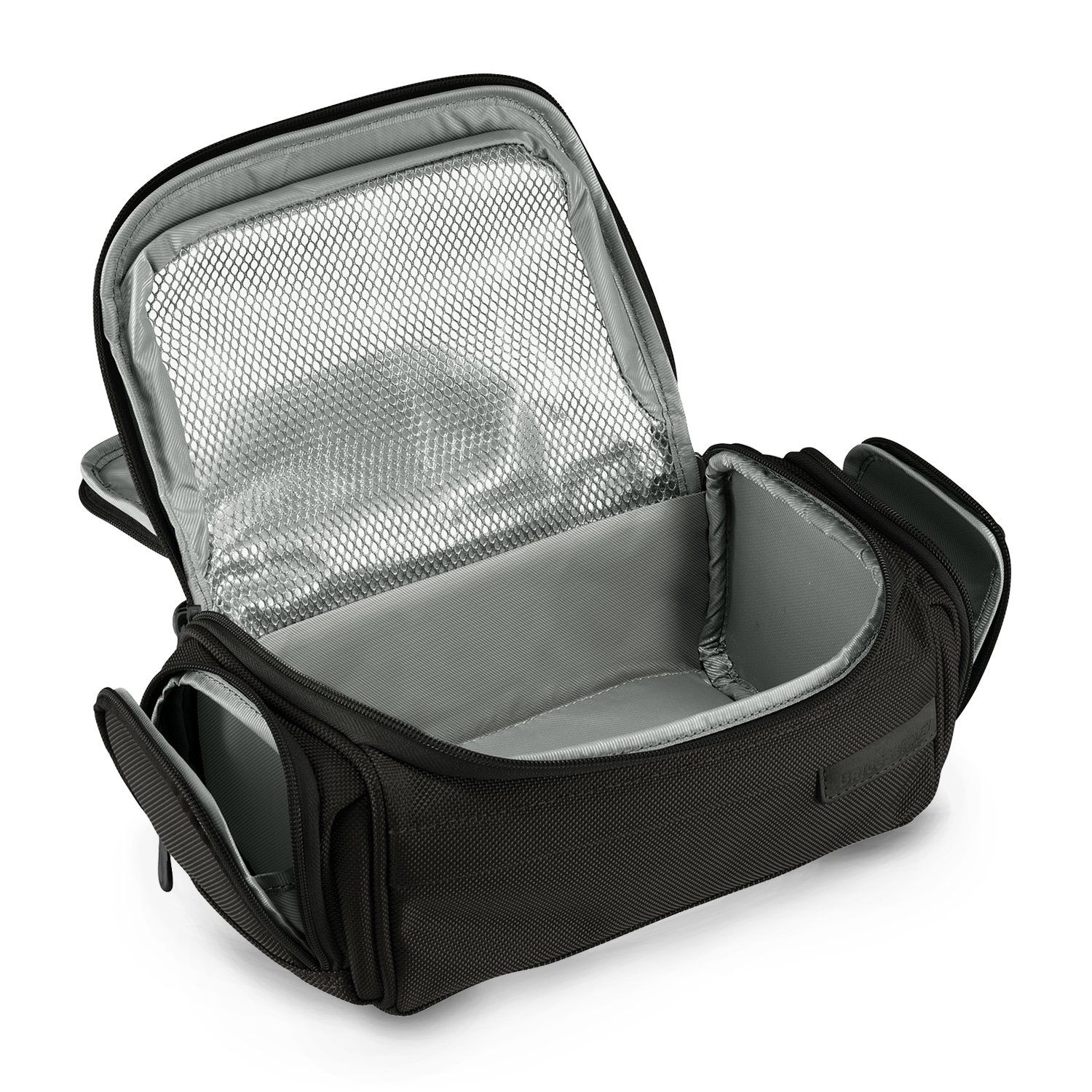 Designed for executives on the go, this smartly designed toiletry kit is as much a top performer as any Baseline luggage bag. Intuitive pockets keep all your essentials at your fingertips. Key features include: Main compartment is wet/dry to keep leaks from spreading into your luggage. Large U-shaped opening allows easy access into roomy main compartment. Four section design keeps you organised. Easy access transparent top pocket and gusseted side pockets are wet/dry to keep leaks from spreading. A webbing side handle for easy carrying. Rubber feet positioned on base lift kit off wet surfaces.