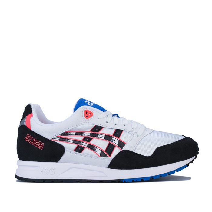 Mens Asics Tiger GELSAGA Trainers in white - black.<BR><BR>- Sleek nylon upper with synthetic suede overlays.<BR>- Lace-up construction.<BR>- Padded collar and tongue.<BR>- Comfortable textile lining.<BR>- Soften every landing with GEL cushioning under your heel.<BR>- Compression-moulded EVA midsole.<BR>- Durable rubber outsole.<BR>- Asics branding at heel  tongue and side.<BR>- Textile and synthetic upper  Textile lining  Synthetic sole.<BR>- Ref: 1191A153-101