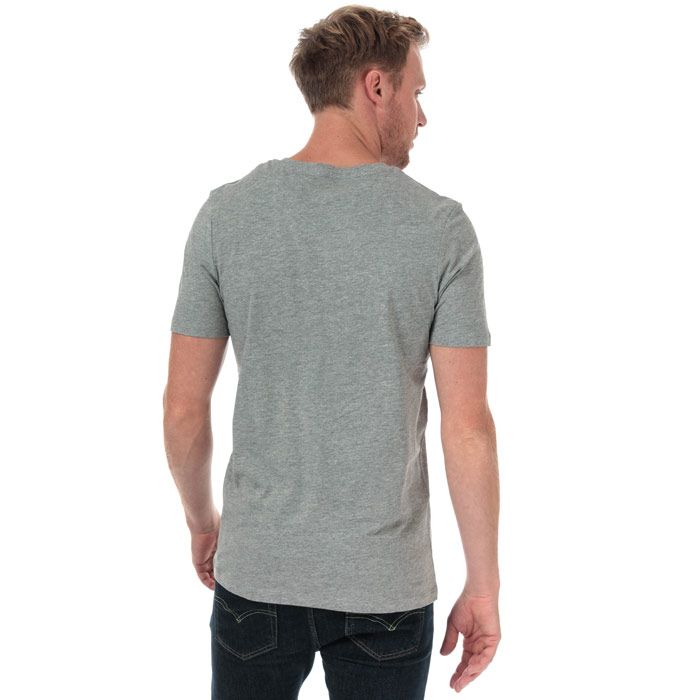 Mens Jack Jones Camo Man T-Shirt in light grey melange.<BR><BR>- Crew neck.<BR>- Short sleeves.<BR>- Camo graphic print to chest with Jack & Jones branding.<BR>- Tonal back neck tape.<BR>- Slim fit.<BR>- Main material: 85% Cotton  15% Viscose.  Machine washable.<BR>- Ref: 12175083