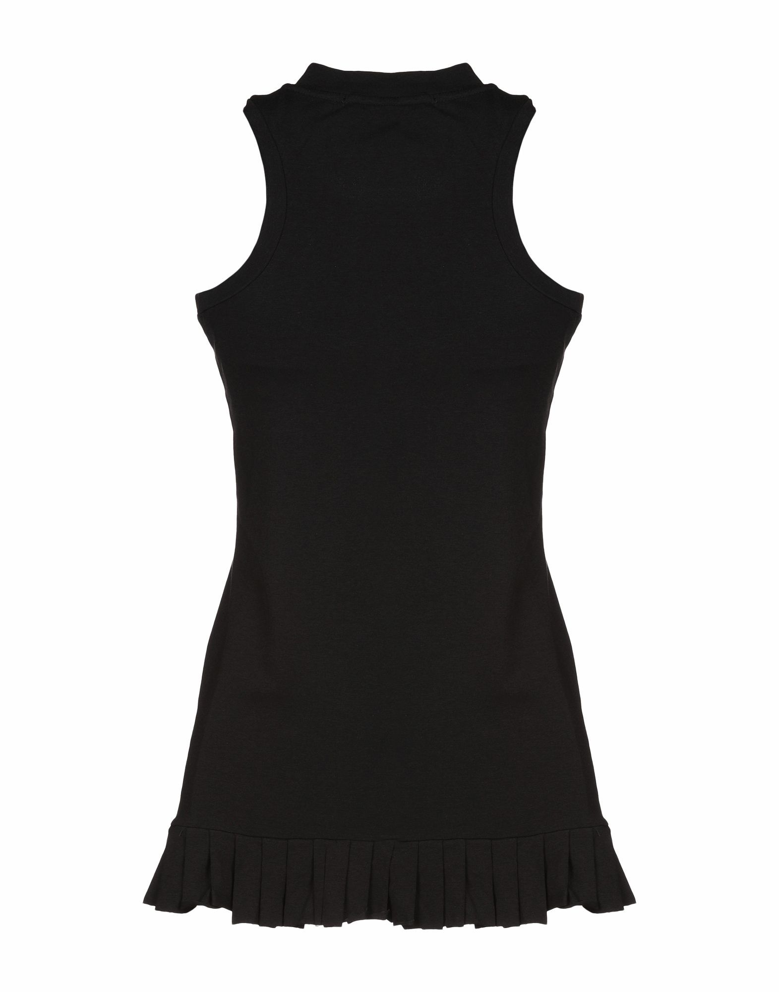jersey, pleated detailing, basic solid colour, round collar, sleeveless, no pockets