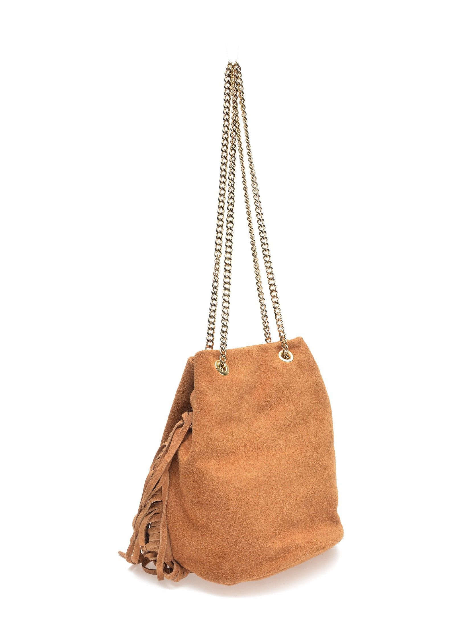Shoulder bag
100% suede
Magnetic closure
Inner zip pocket
Chain handle
Stud decoration
Dimensions (L): 24x27x19 cm
Handle: /
Shoulder strap: 120 cm adjustable