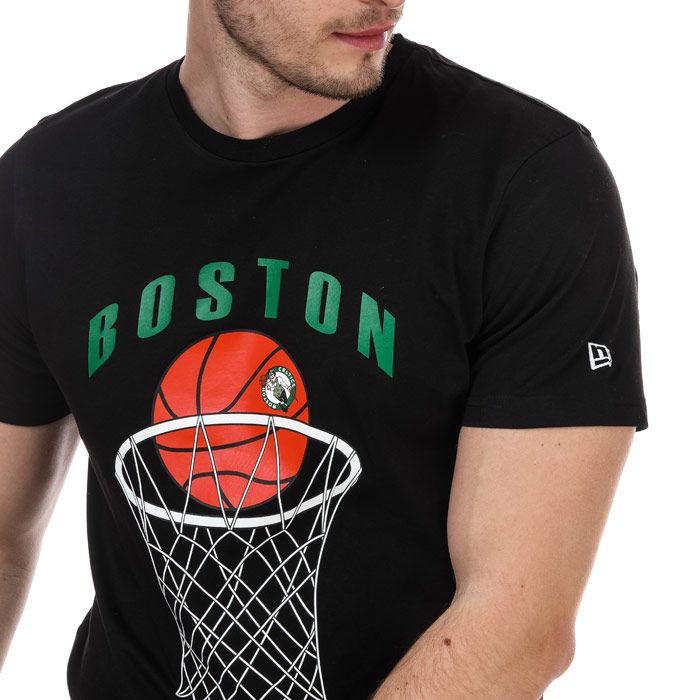 Mens New Era Basketball BC T-Shirt in black.<BR><BR>- Crew neck.<BR>- Short sleeves.<BR>- Boston Celtics logo  wordmark and basketball graphic on chest.<BR>- Embroidered New Era flag above left sleeve.<BR>- 100% Cotton. Machine wash at 30 degrees.<BR>- Ref: 12485694